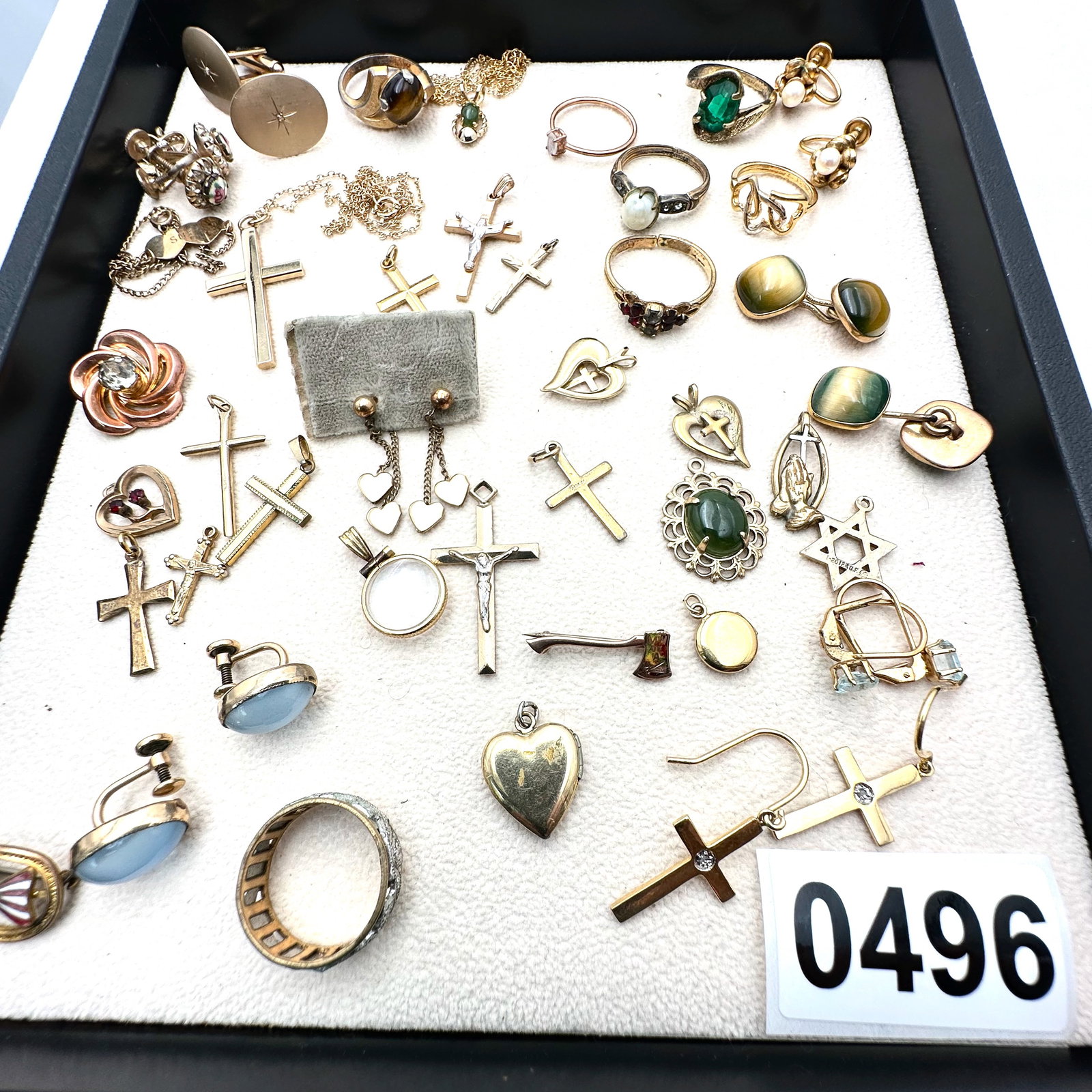 Vintage and Modern Jewelry Collection Group Gold Filled Earrings Rings Pendants Crosses Cuff Links (1 of 2)