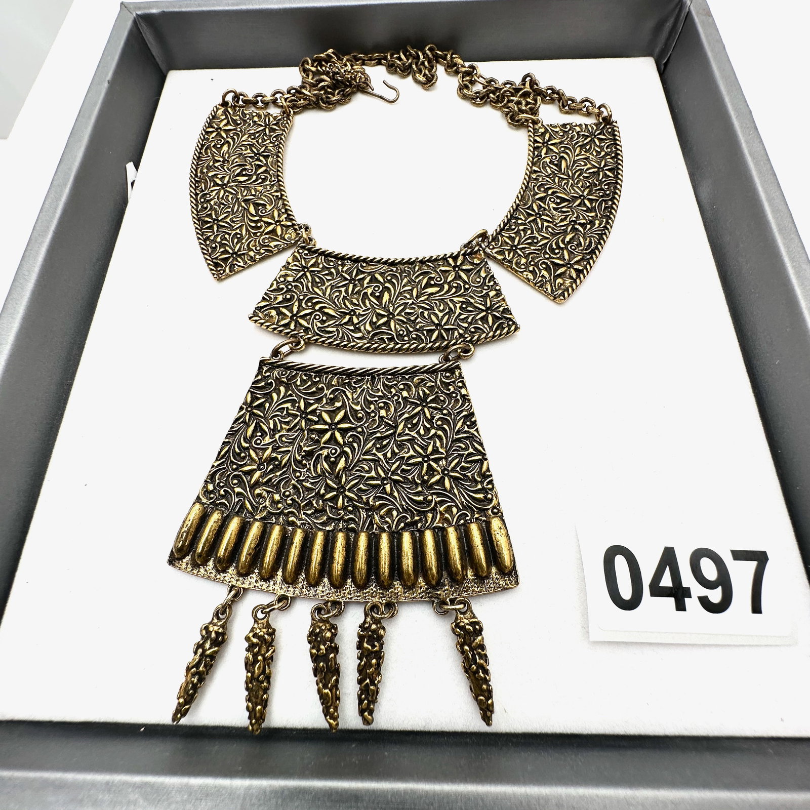 Vintage Goldette Antiqued Gold Tone Statement 18 Inch Necklace (1 of 2)