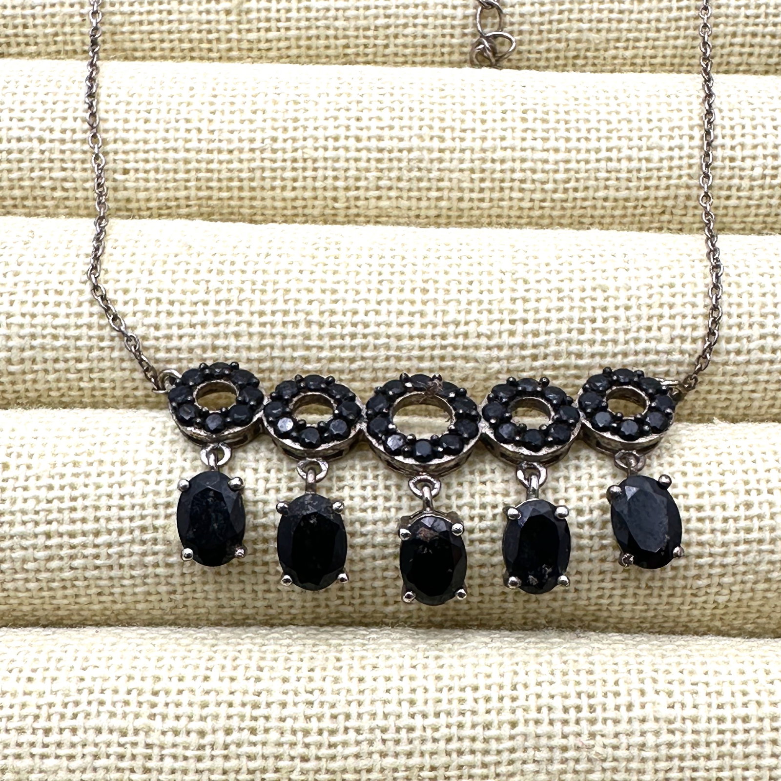 Black Gemstone Spinel? Sterling Silver necklace 16 to 18 Inch (1 of 2)