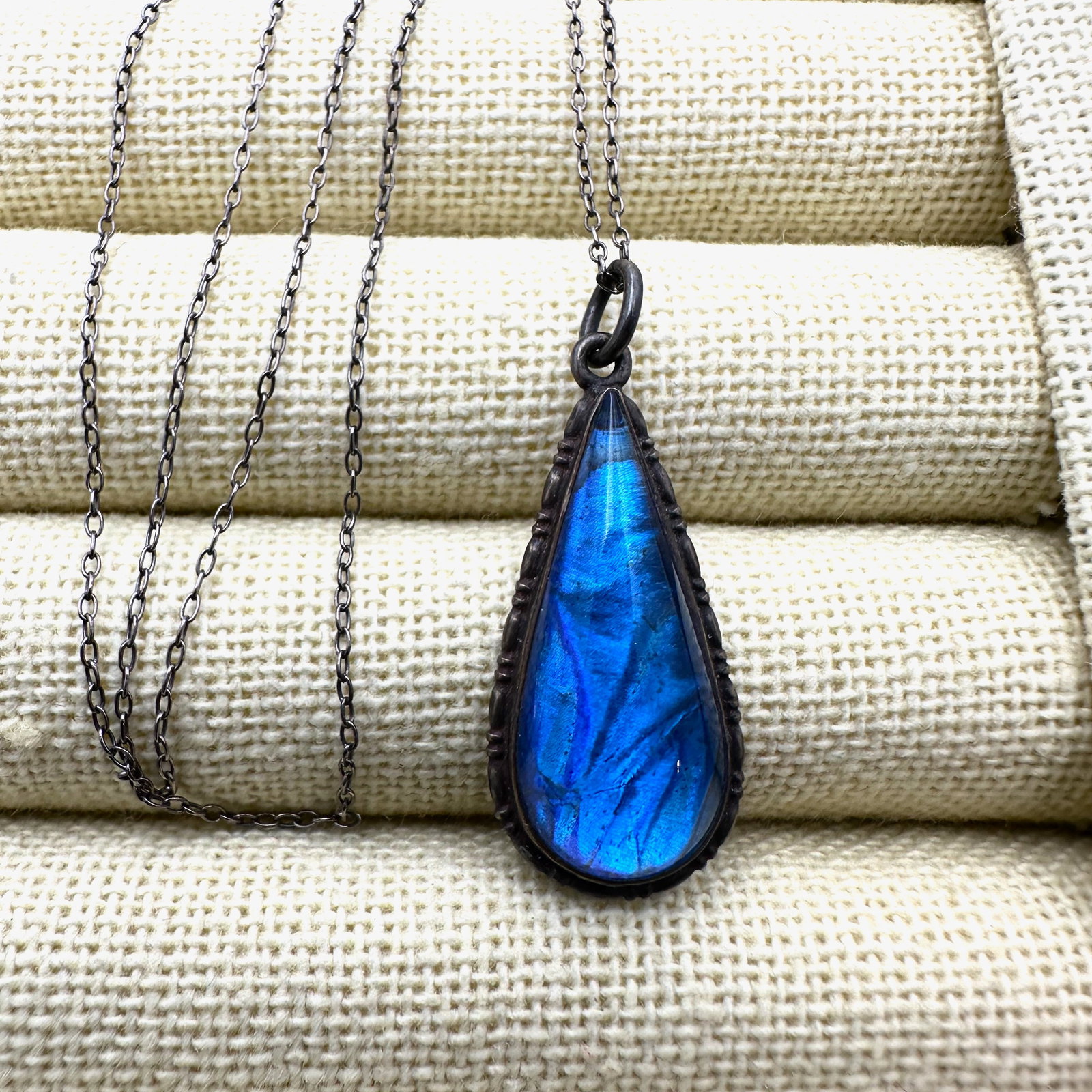 Antique Sterling Silver England Butterfly Wing Pendant Necklace 18 Inch Chain: Antique Sterling Silver England Butterfly Wing Pendant Necklace 18 Inch Chain