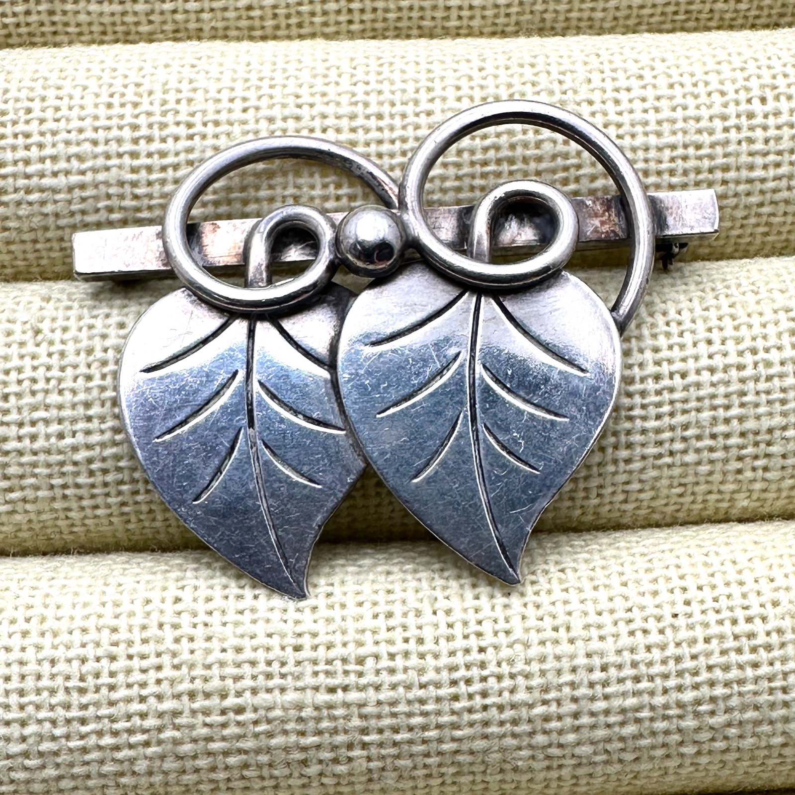 Vintage Georg Jensen Sterling Silver Leaf Brooch Designed by Alphonse La Paglia (1 of 2)