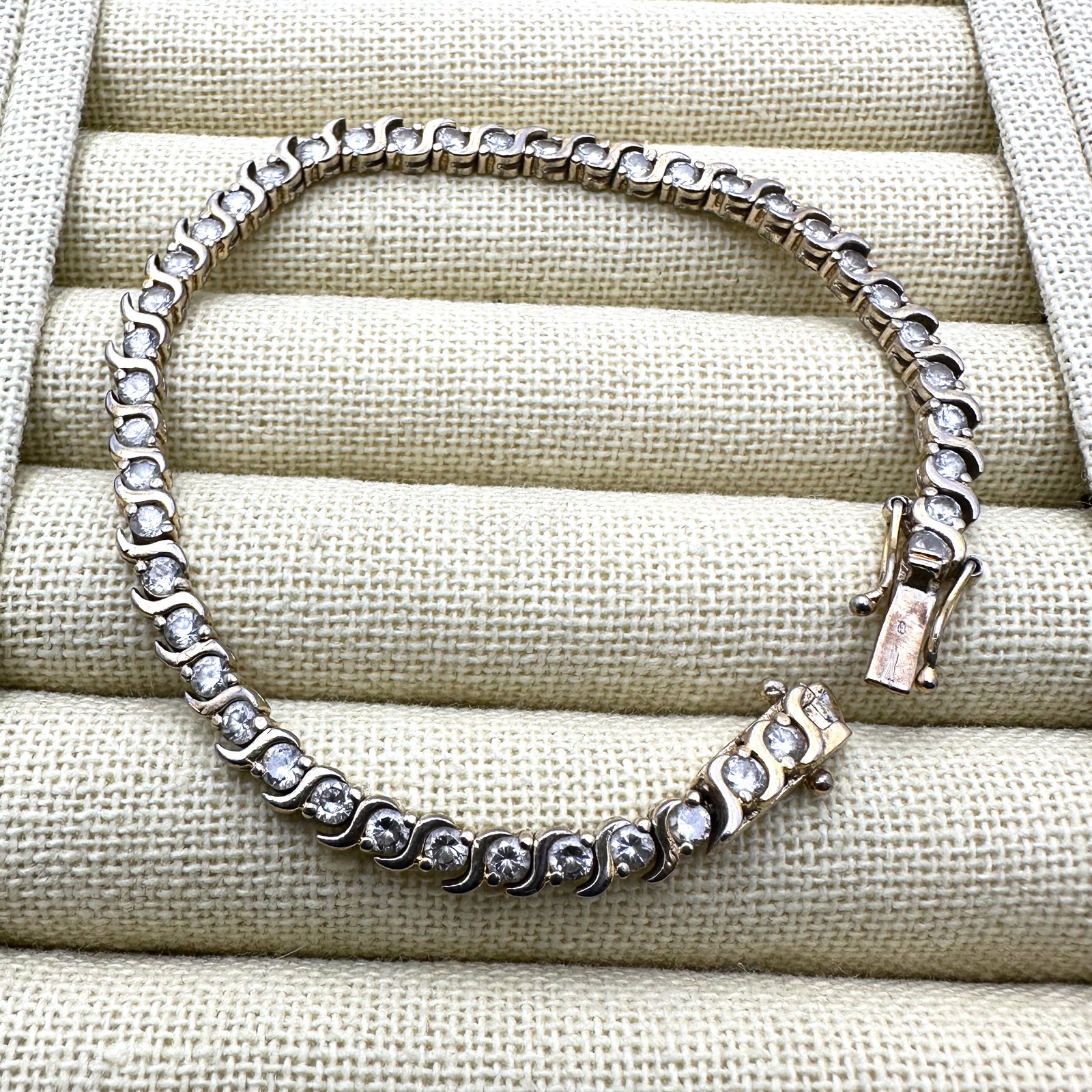 Gold Plated Sterling Silver Cubic Zirconia Tennis Bracelet 7 Inch 14 Grams: Gold Plated Sterling Silver Cubic Zirconia Tennis Bracelet 7 Inch 14 Grams