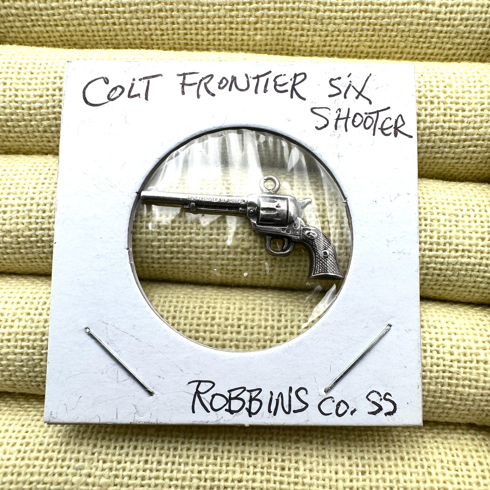 Vintage Colt Frontier Six Shooter Robbins Co. Gun Charm Approximately 1.25 Inch Across (1 of 3)
