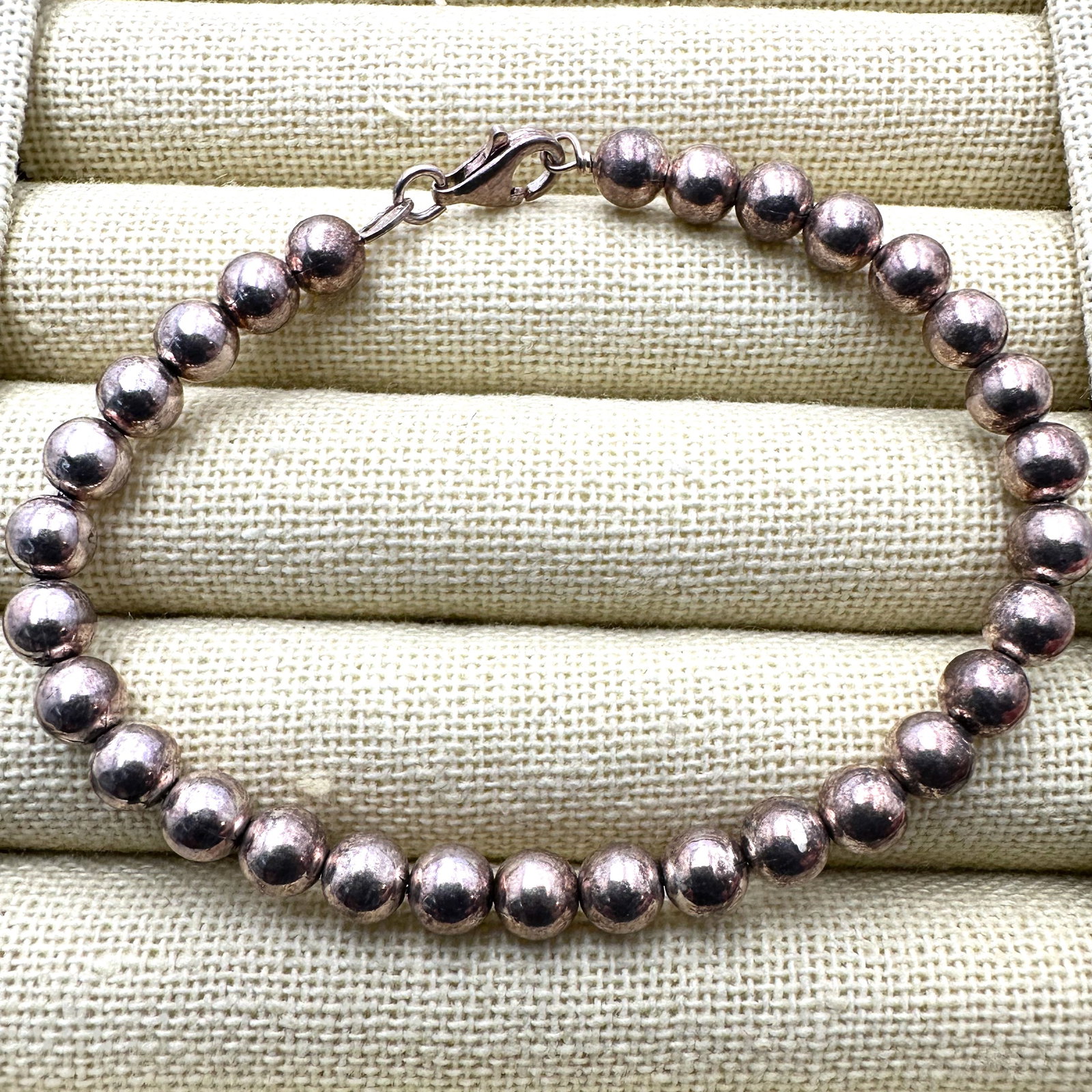 Sterling Silver Ball Bead Bracelet 7.5 Inch 11 Grams (1 of 2)