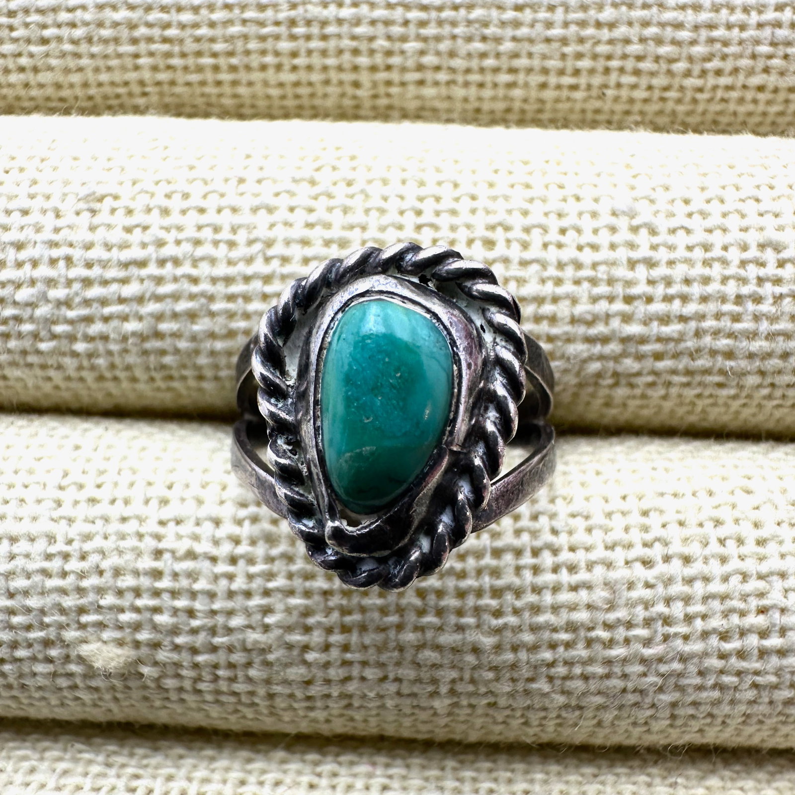Vintage Turquoise Sterling Silver Ring Size 4.5 Petite Size (1 of 2)