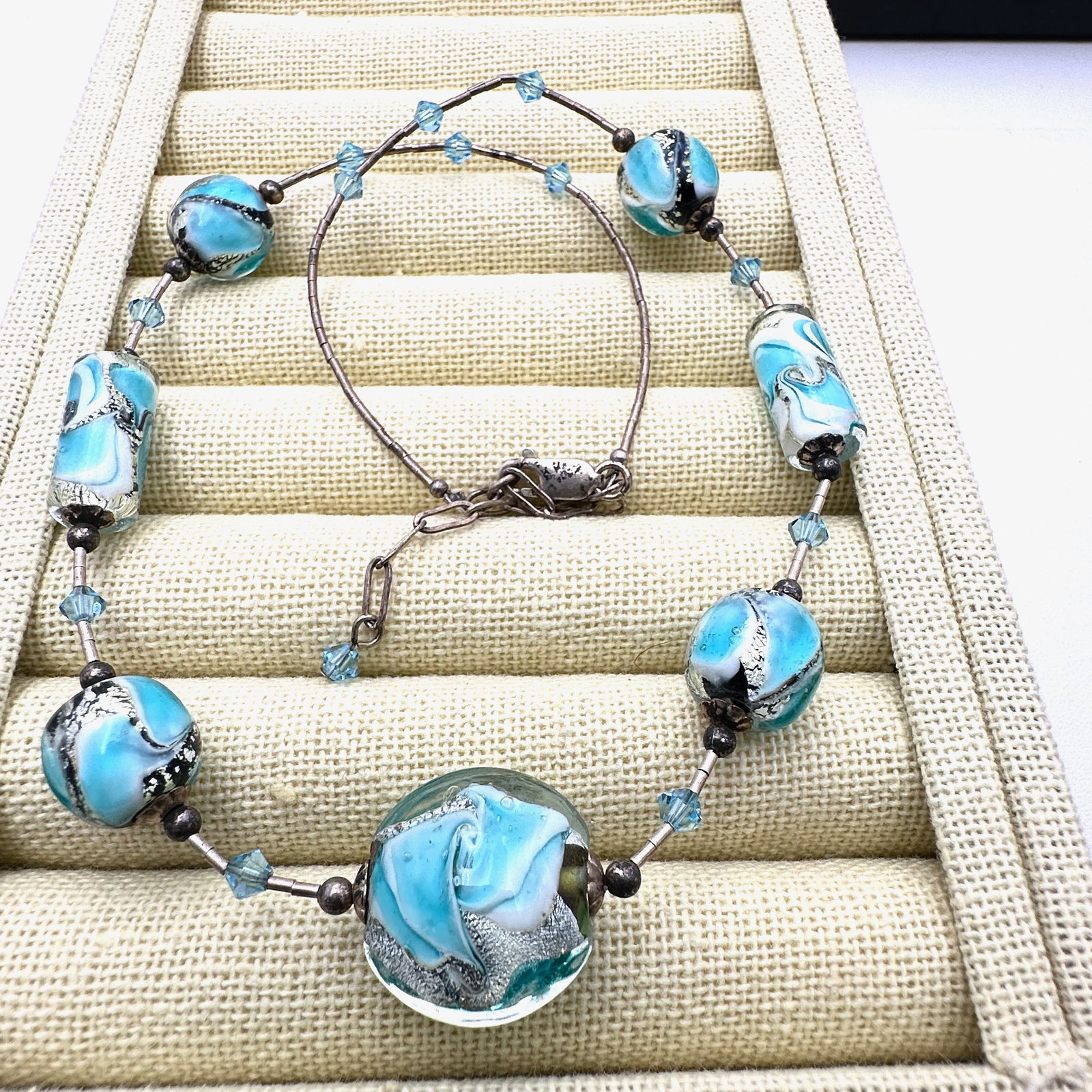 Italian Murano Glass Sterling Silver Necklace 16 Inch Length (1 of 2)