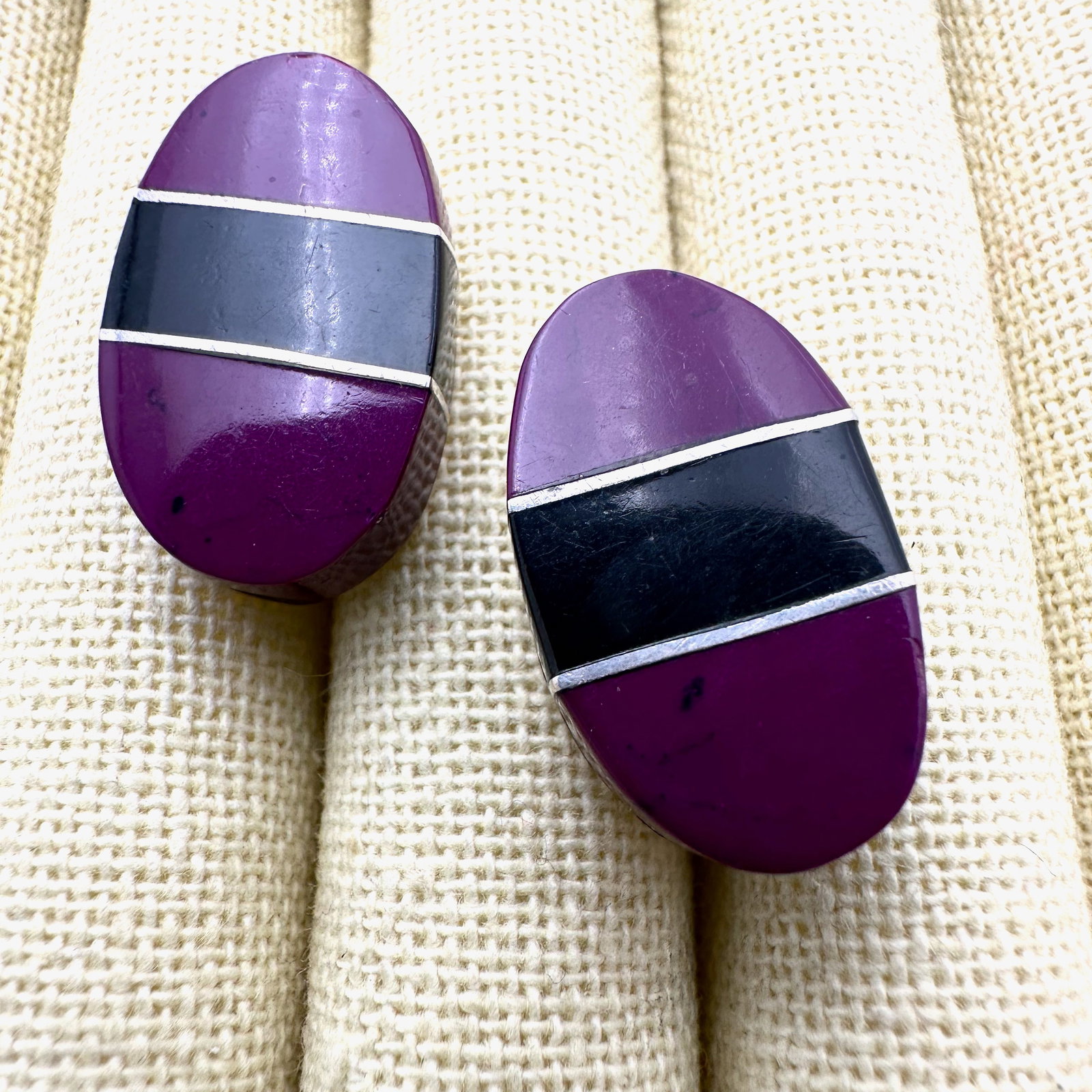Vintage Taxco Mexico Inlay Purple Gemstone Black Onyx Sterling Silver Pierced Earrings 1 Inch: Vintage Taxco Mexico Inlay Purple Gemstone Black Onyx Sterling Silver Pierced Earrings 1 Inch
