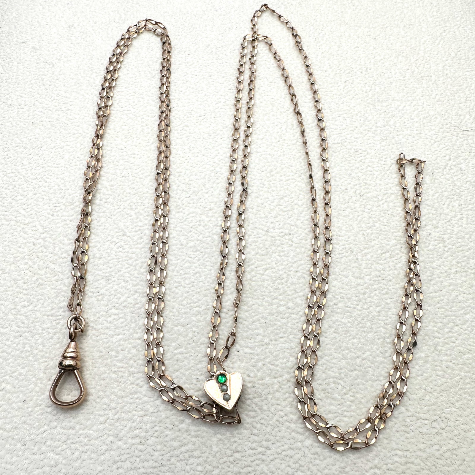 Antique Victorian Gold Filled Opal Slide Pocket Watch Chain 24 Inch Length (1 of 2)