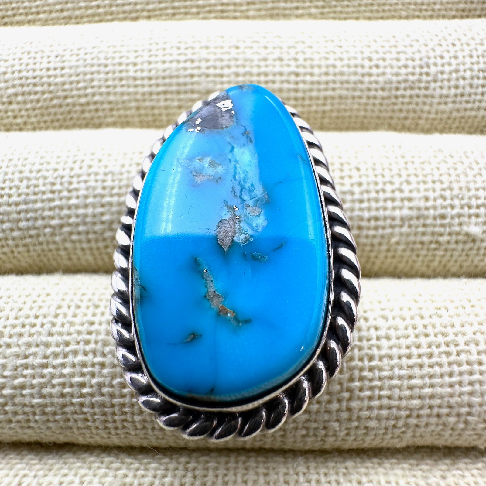 Native American Blue Turquoise Sterling Silver Ring Size 7 (1 of 2)