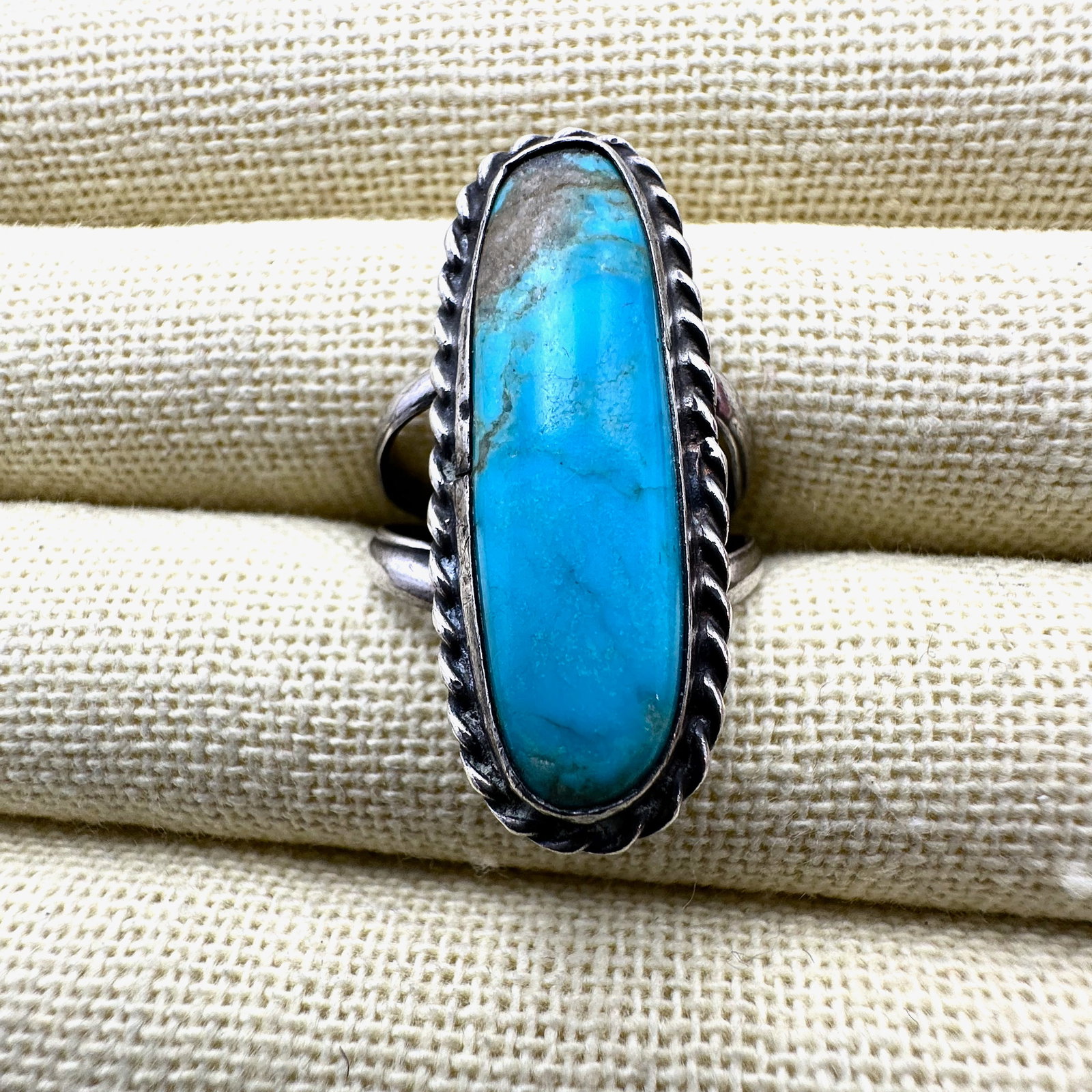 Vintage Native American Turquoise Sterling Silver Ring Size 7: Vintage Native American Turquoise Sterling Silver Ring Size 8