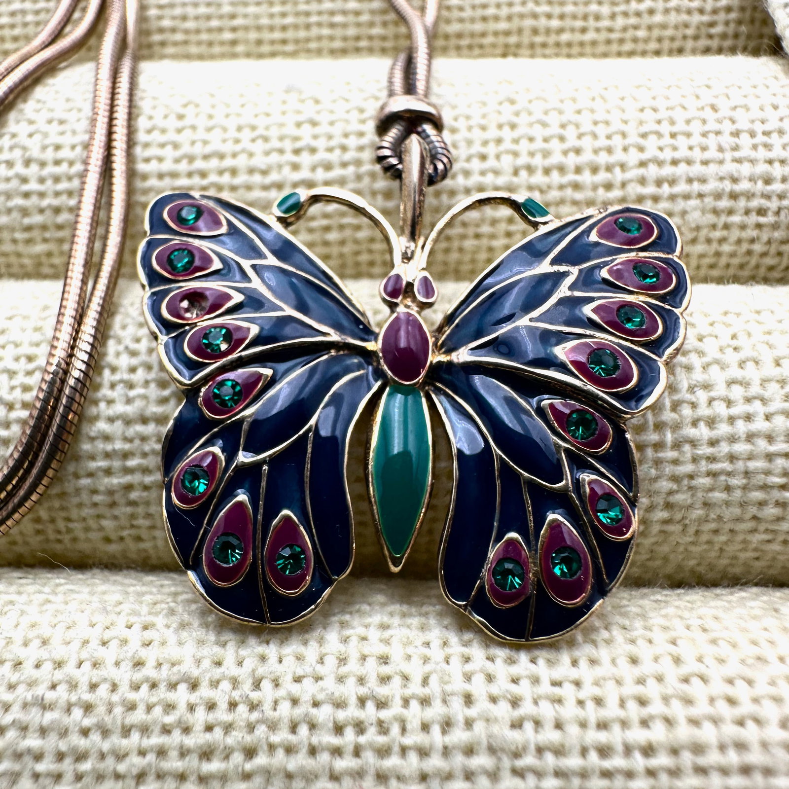 Gold Plated Sterling Silver Enamel Crystal Butterfly Pendant Necklace 20 Inch Chain: Gold Plated Sterling Silver Enamel Crystal Butterfly Pendant Necklace 20 Inch Chain