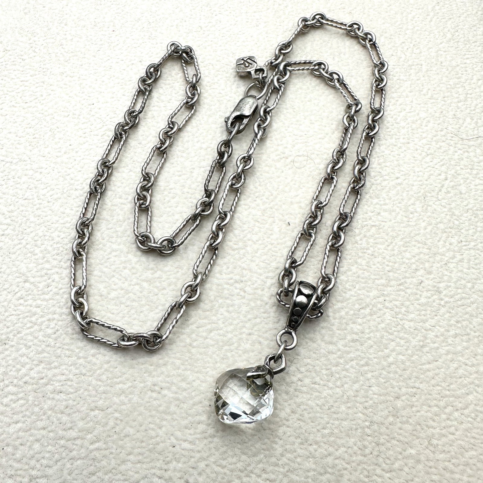 White Topaz Pendant Sterling Silver Necklace 18 Inch Heavy Quality Chain 14 Grams (1 of 2)