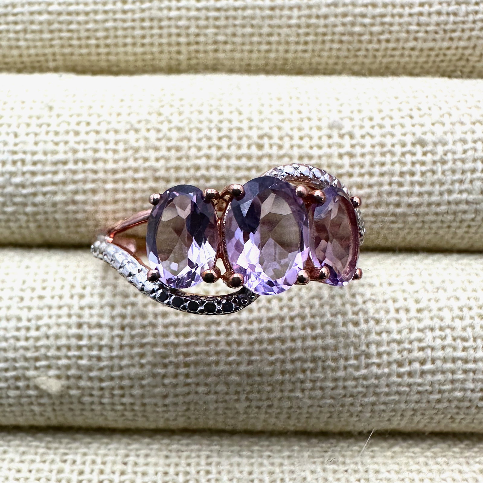 Chuck Clemency Purple Gemstone Diamond Rose Gold Plated Sterling Silver Ring Size 9: Chuck Clemency Purple Gemstone Diamond Rose Gold Plated Sterling Silver Ring Size 10