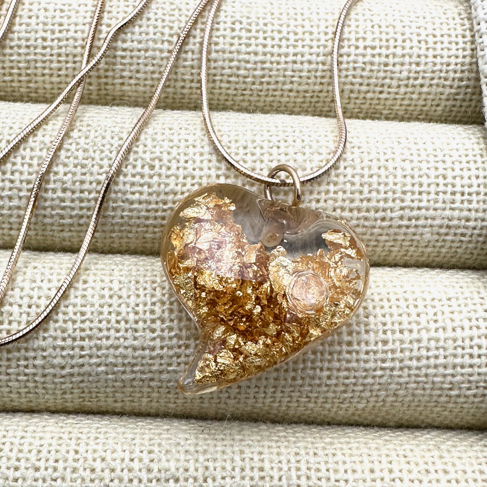 Vintage Witches Heart 24K Gold Floating In Heart Charm Gold Plated Sterling Silver Chain 22 Inch: Vintage Witches Heart 24K Gold Floating In Heart Charm Gold Plated Sterling Silver Chain 22 Inch