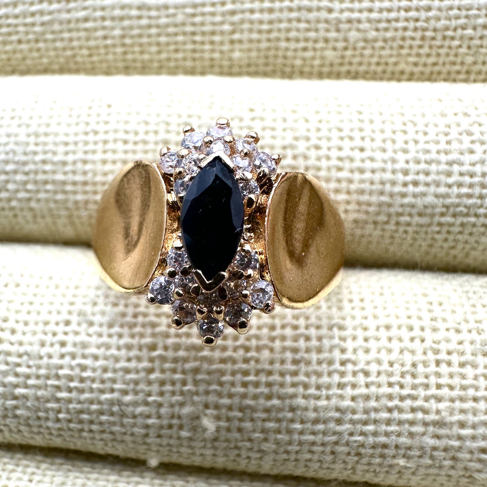 Blue Sapphire Gold Plated Cocktail Ring Size 8 (1 of 2)