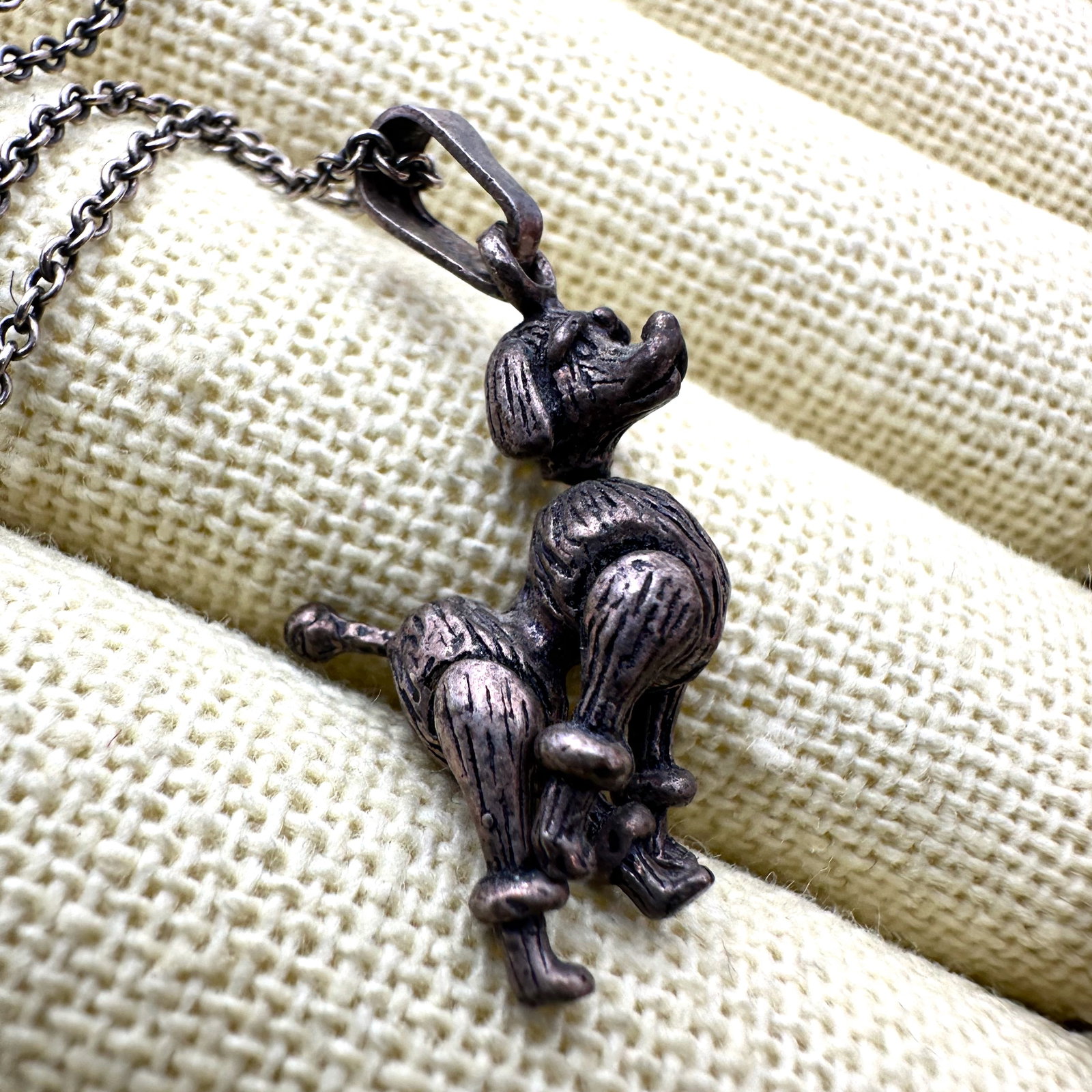 Vintage Articulated Poodle Dog Pendant Necklace 20 Inch Chain (1 of 2)