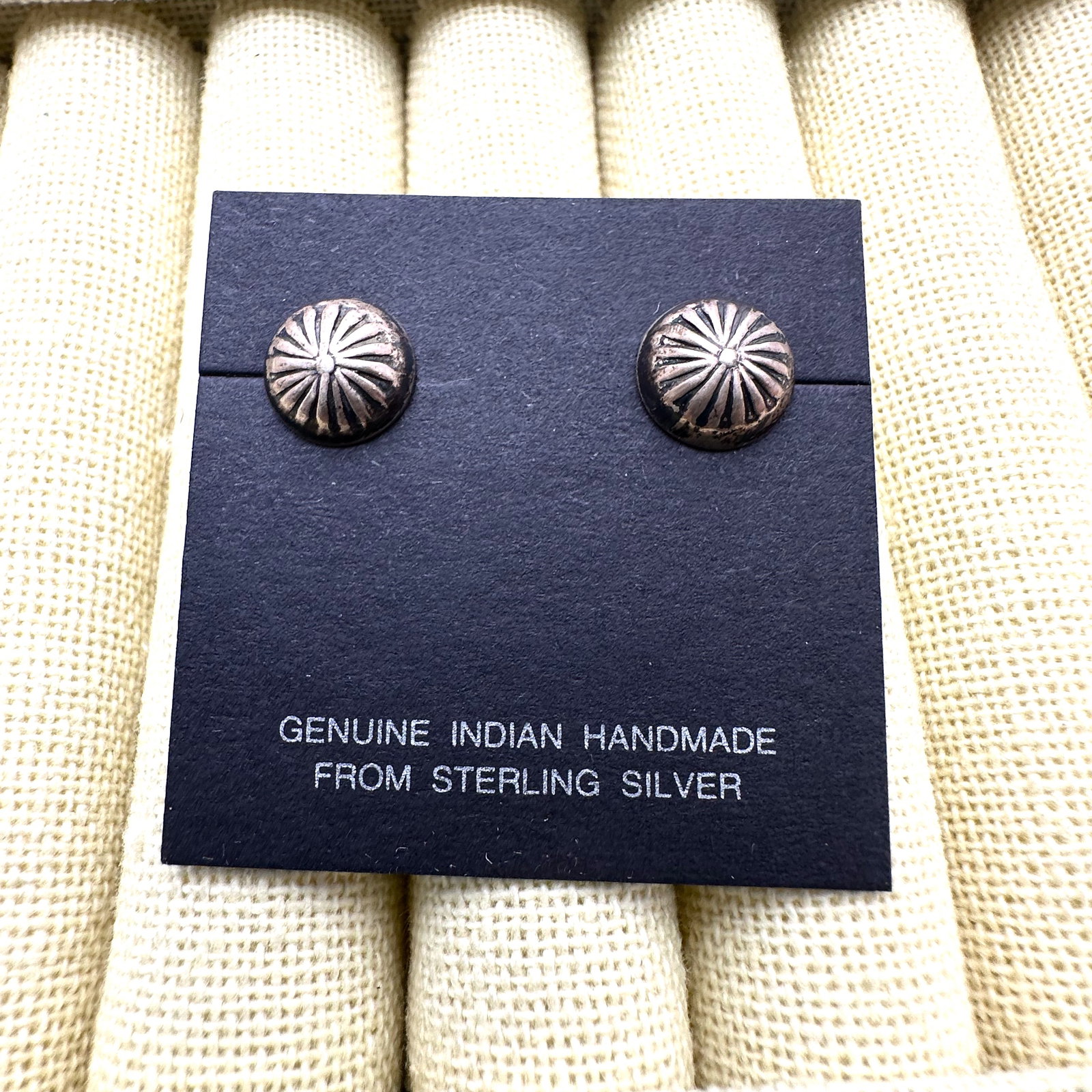 Native American Sterling Silver Stud Earrings On Original Card (1 of 2)