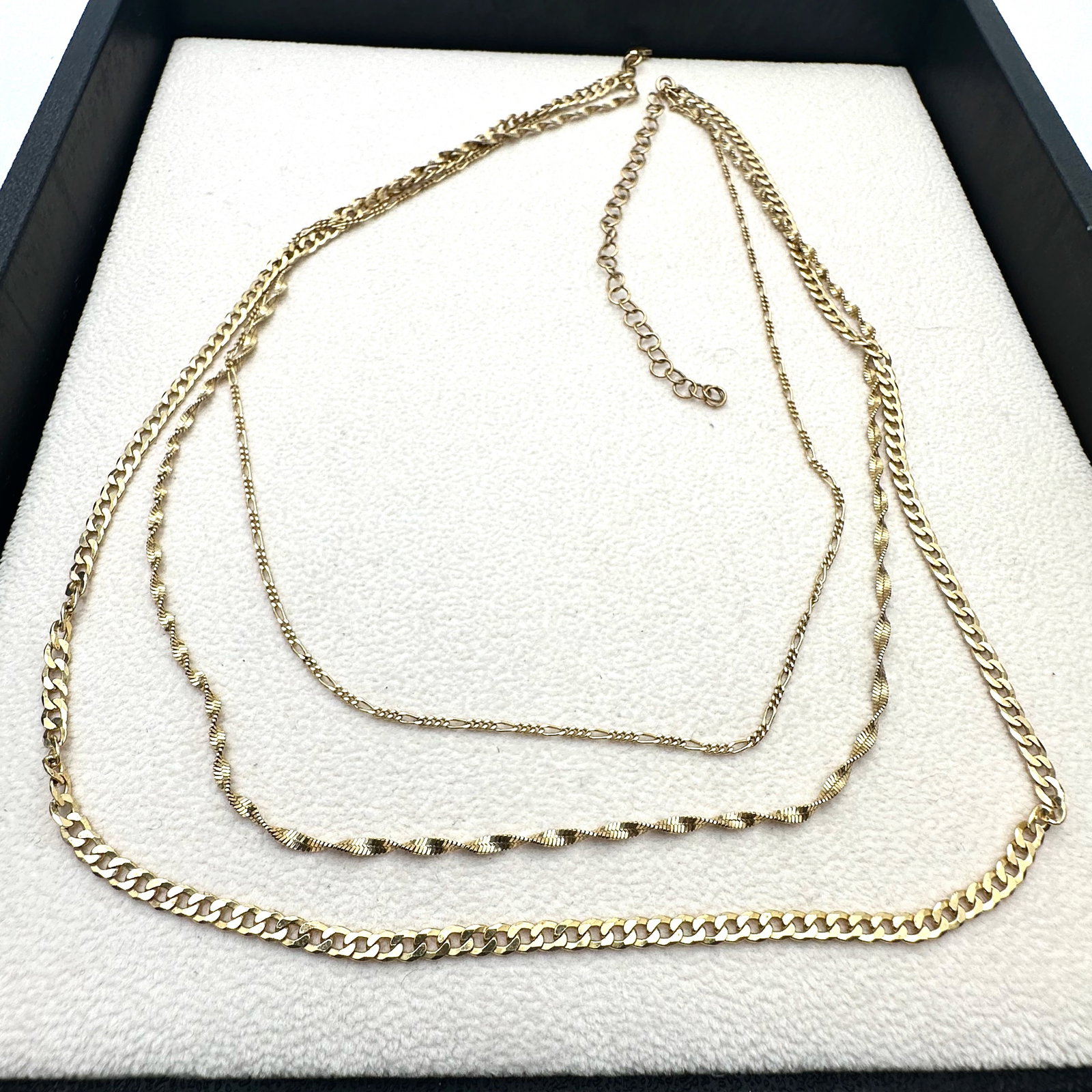 Gold Plated Sterling Silver Triple Chain Necklace 16 to 18 Inch 13 Grams (1 of 2)