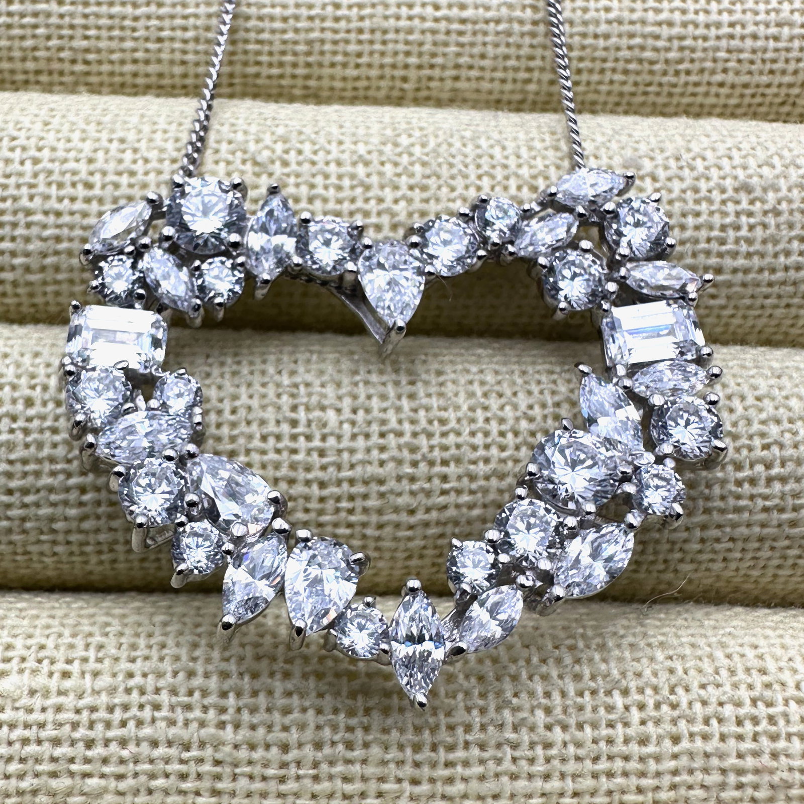 Large Cubic Zirconia Sterling Silver Heart 1.5 Inch Pendant Necklace 17 Inch Chain: Large Cubic Zirconia Sterling Silver Heart 1.5 Inch Pendant Necklace 17 Inch Chain