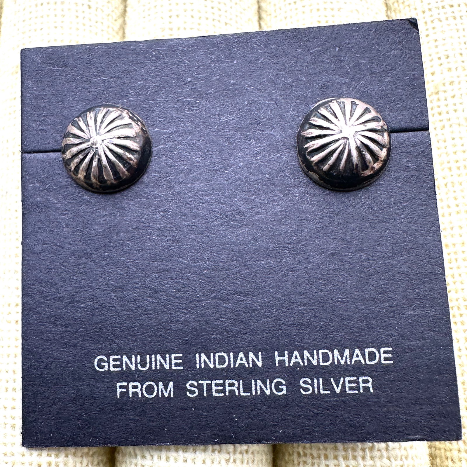 Native American Sterling Silver Stud Earrings On Original Card (1 of 2)