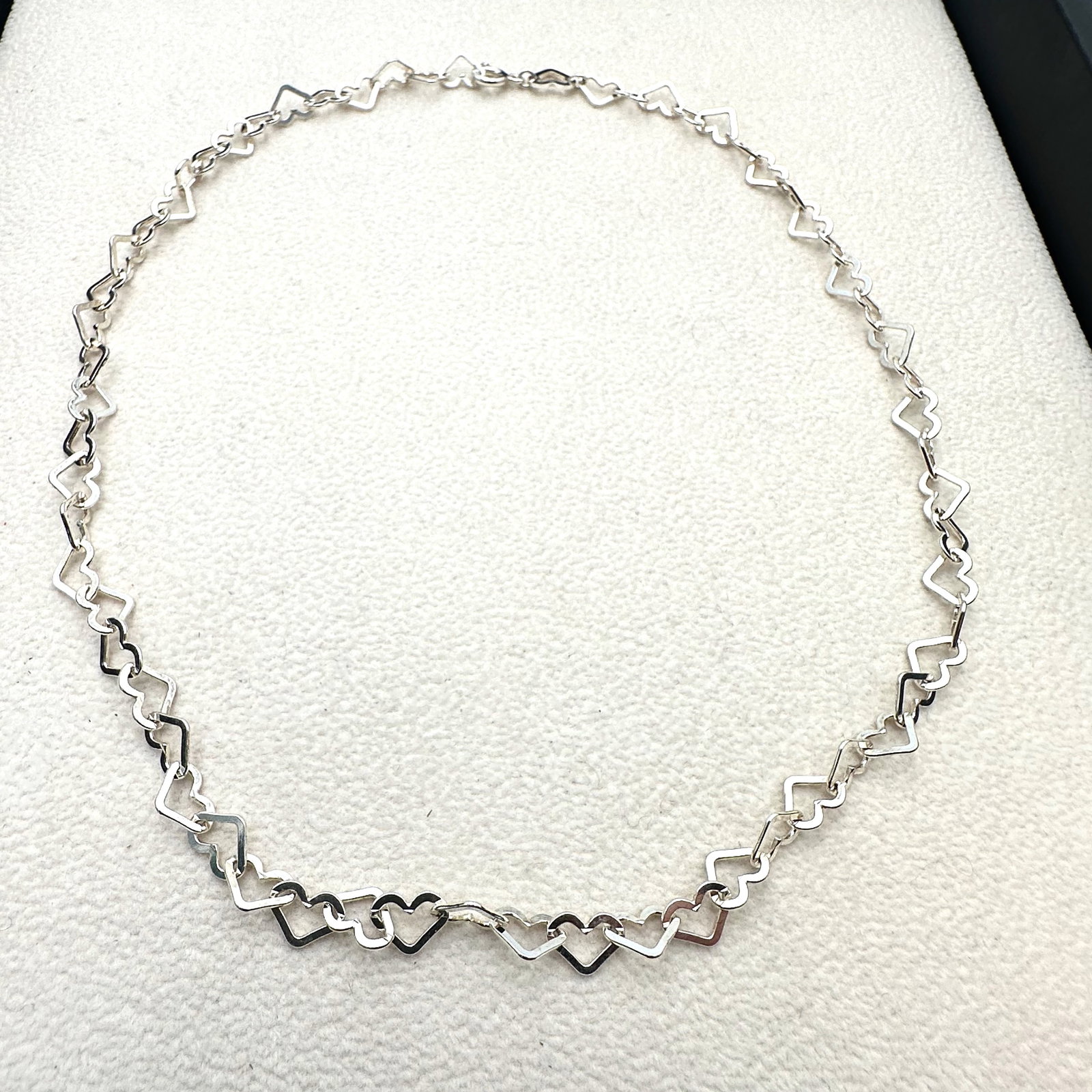 Sterling Silver Heart Choker Necklace 15 Inch Length: Sterling Silver Heart Choker Necklace 15 Inch Length