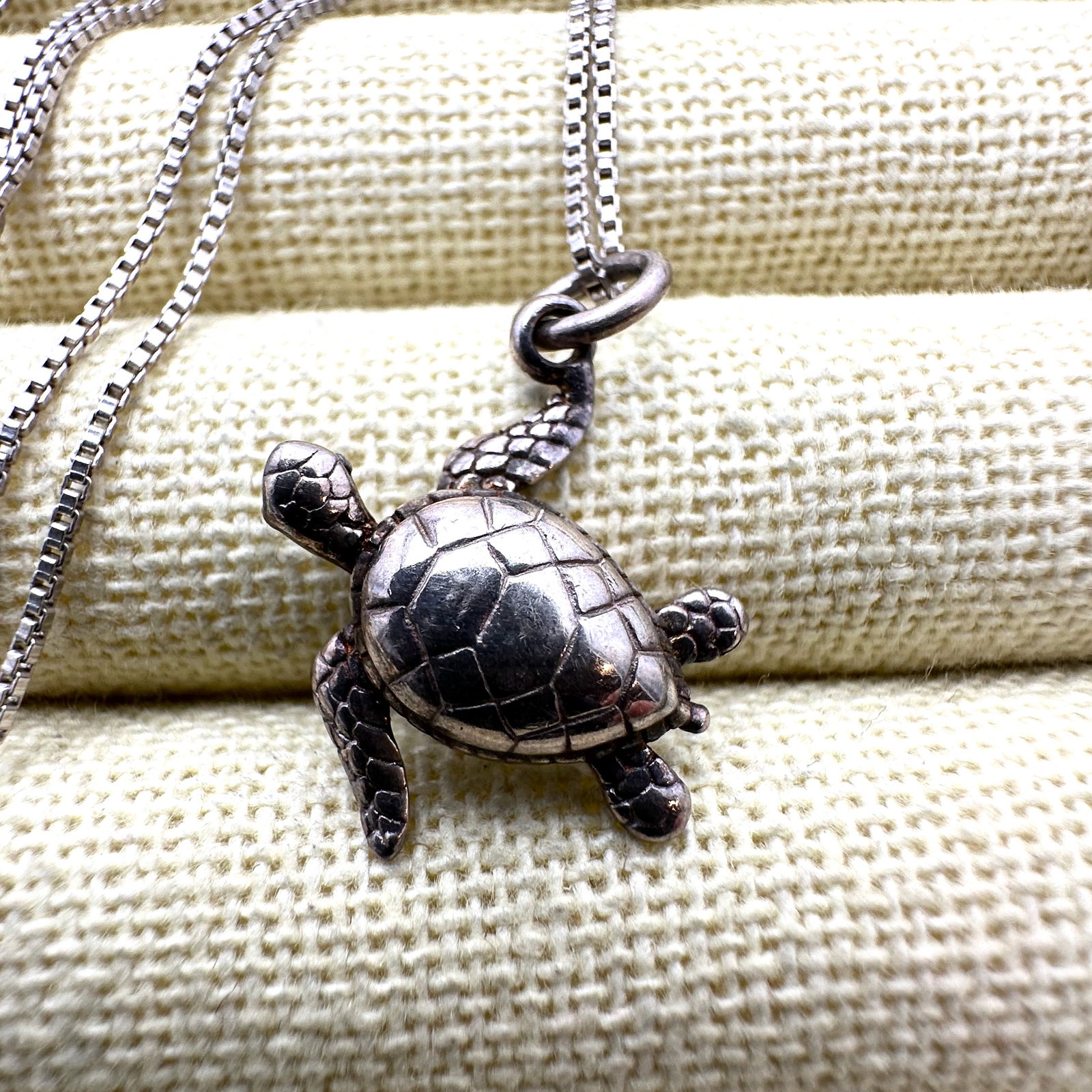 Articulated Turtle Pendant Necklace 24 Inch Box Chain (1 of 3)
