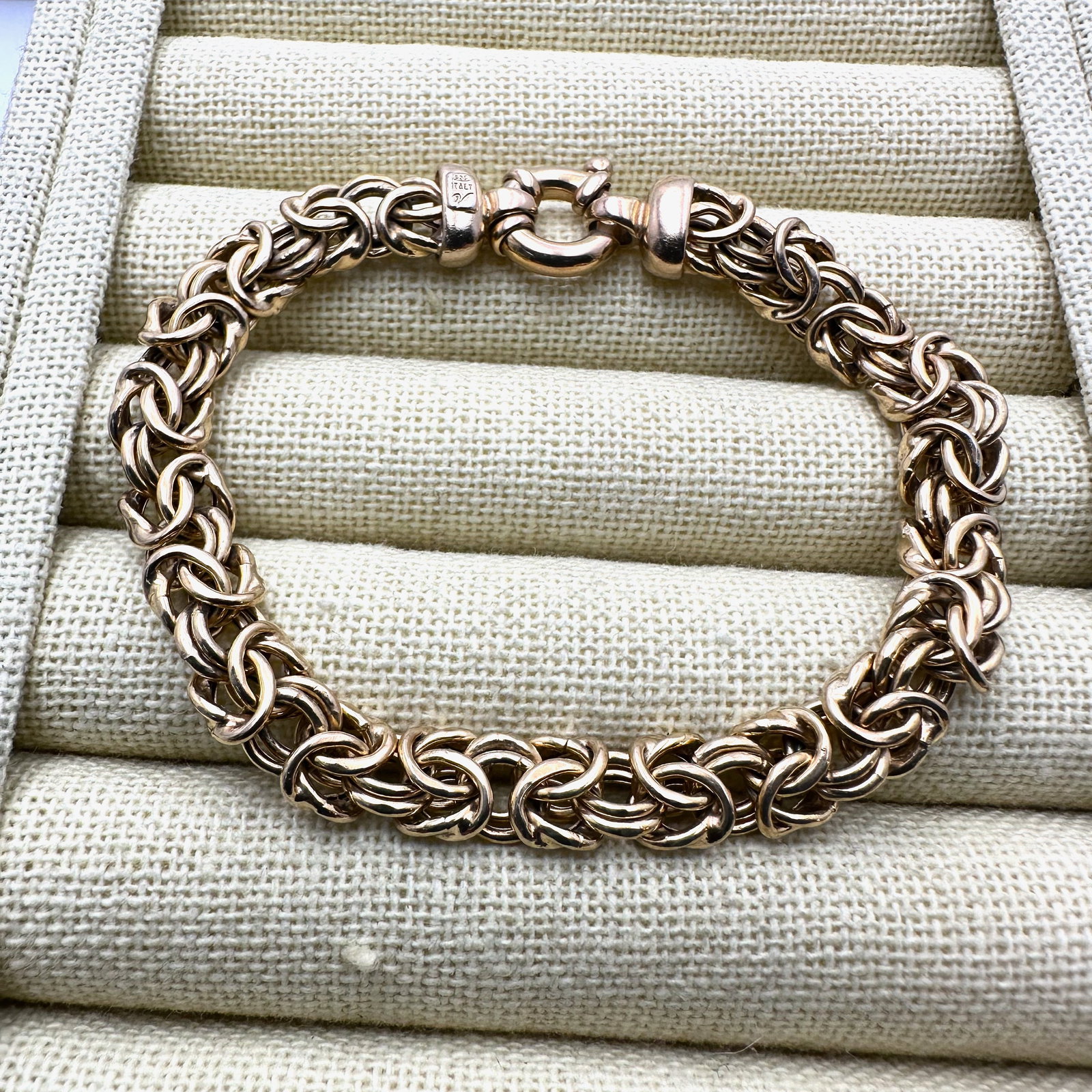 Italian Gold Plated Sterling Silver Byzantine Link Bracelet 7.5 Inch Length (1 of 2)