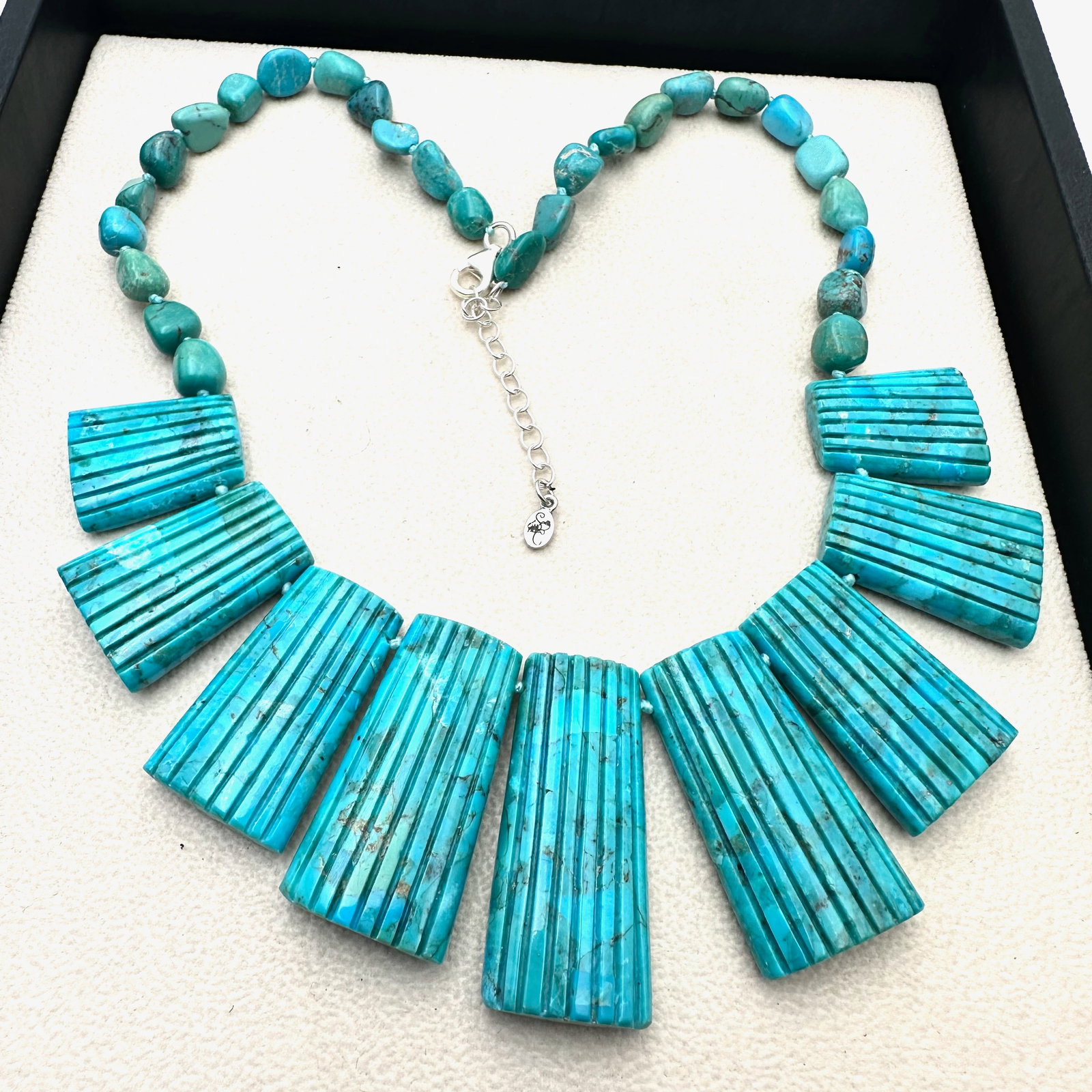 Jay King Mine Finds Desert Rose Trading Turquoise Bead Necklace Sterling Silver 18 to 20 Inch New: Jay King Mine Finds Desert Rose Trading Turquoise Bead Necklace Sterling Silver 18 to 20 Inch New Unworn Condition