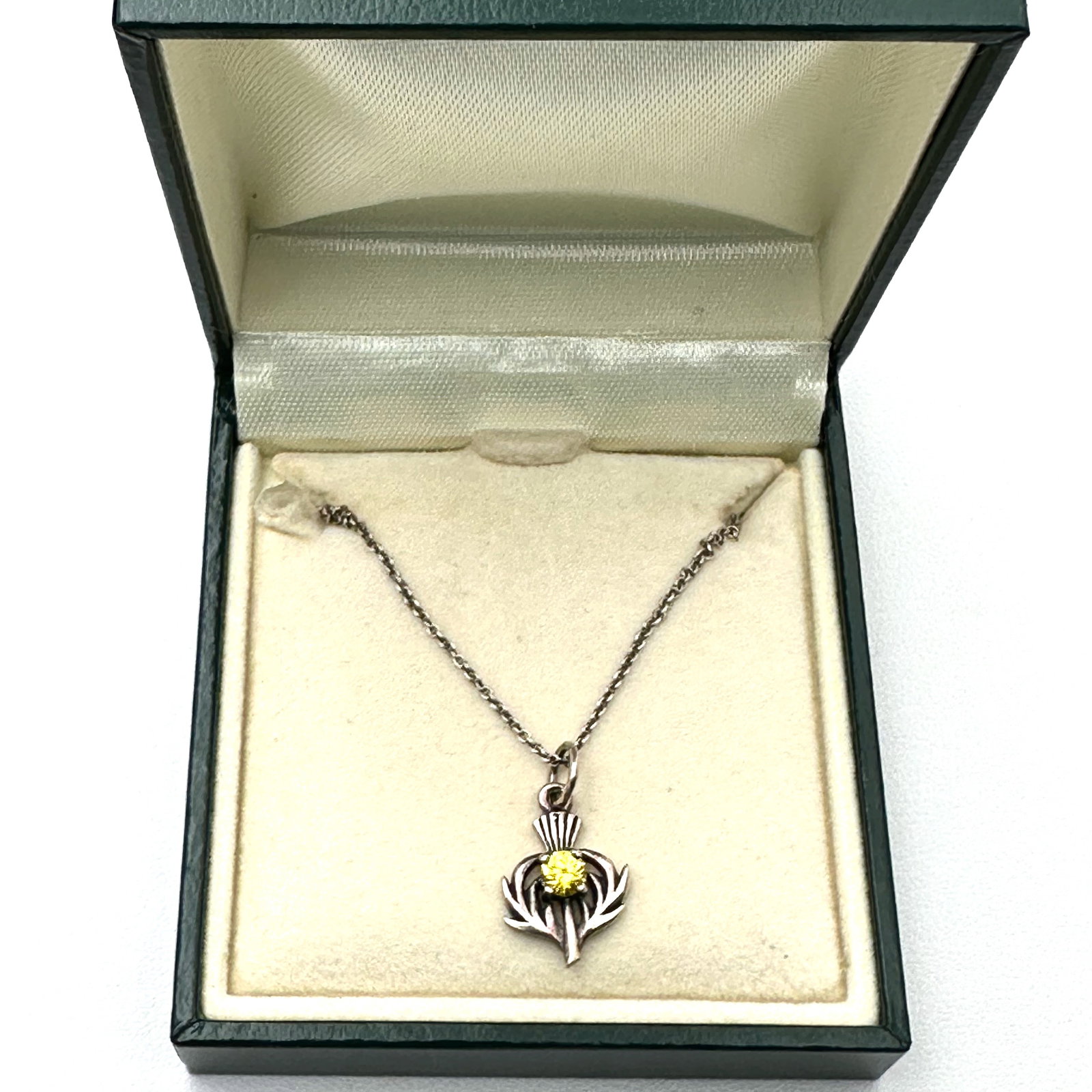 Irish Celtic Sterling Silver Thistle Pendant necklace in Original Box Included (1 of 2)