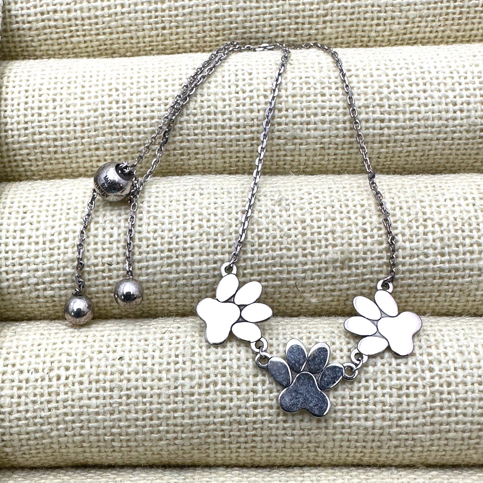 Pet Paw Dog Design Sterling Silver Bolo Style Bracelet Adjustable Size (1 of 2)