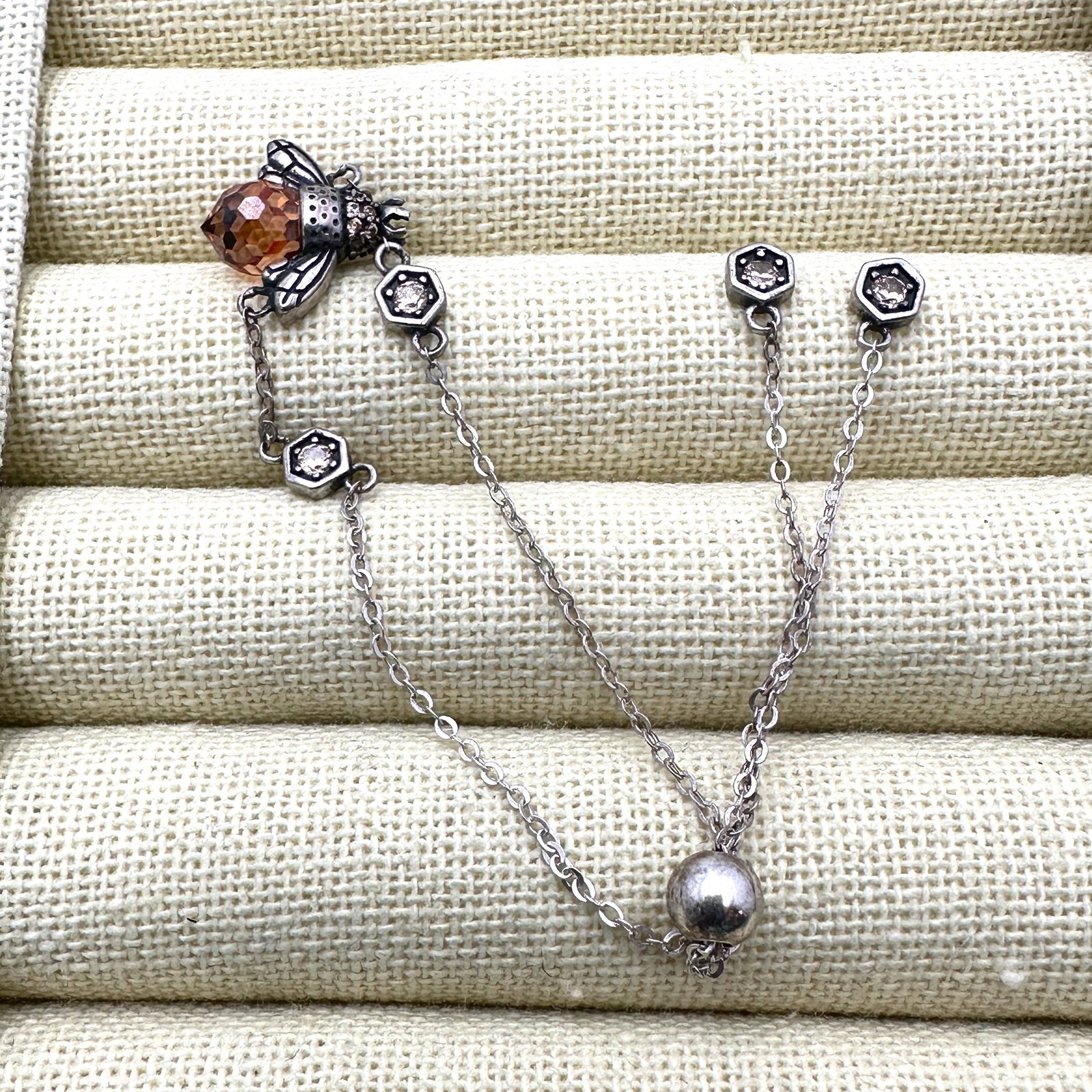Crystal Bee Sterling Silver Bolo Bracelet Adjustable Size (1 of 2)