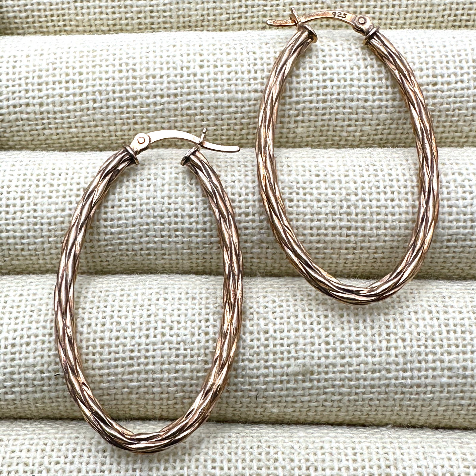 Gold Plated Sterling Silver Elongated Hoop Earrings 1.75 Inch Length: Gold Plated Sterling Silver Elongated Hoop Earrings 1.75 Inch Length
