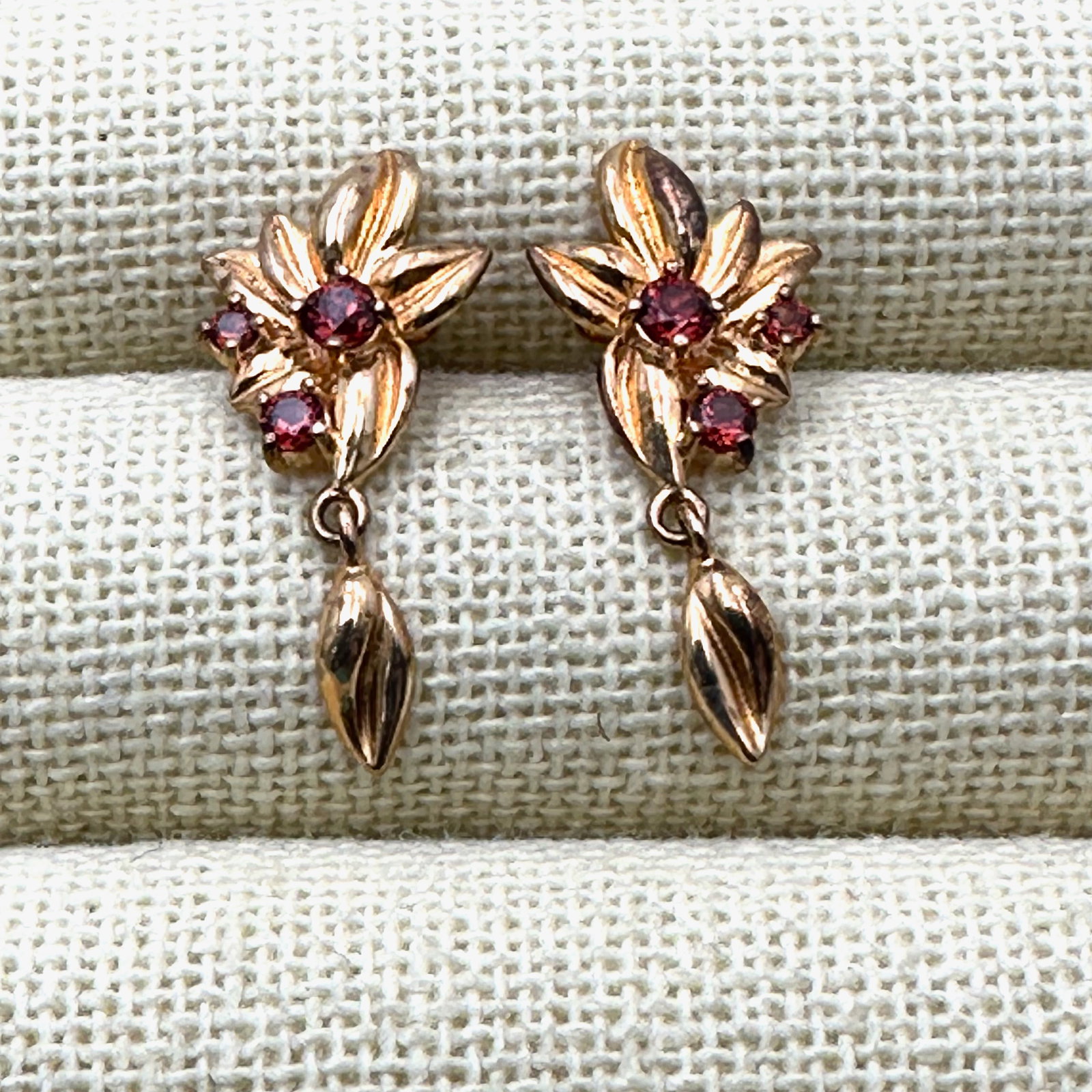 Red Garnet Gold Over Sterling Silver Pierced Earrings (1 of 2)