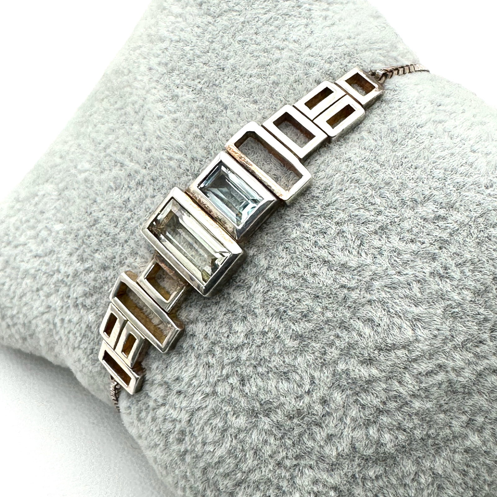 Blue Topaz Sterling Silver Bolo Style Bracelet Adjustable Size Made in Ireland (1 of 3)