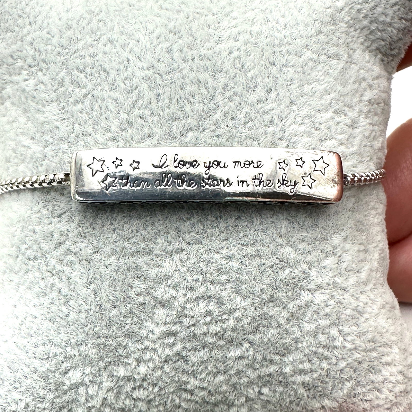 Sterling Silver Bolo Bracelet I Love You More Than All The Stars In The Sky Adjustable Size (1 of 3)