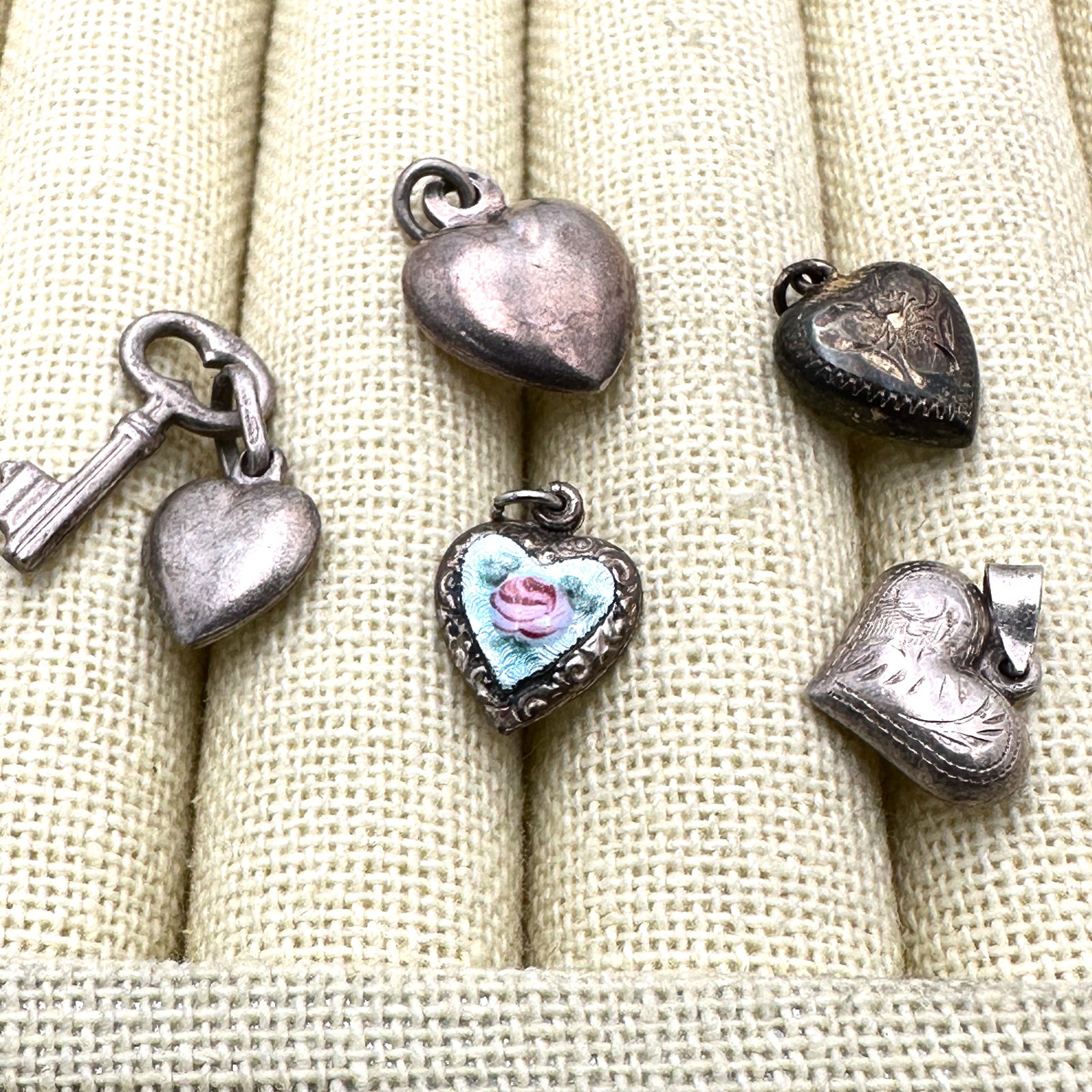 Group of Sterling Silver Puffy Heart Charms (1 of 2)