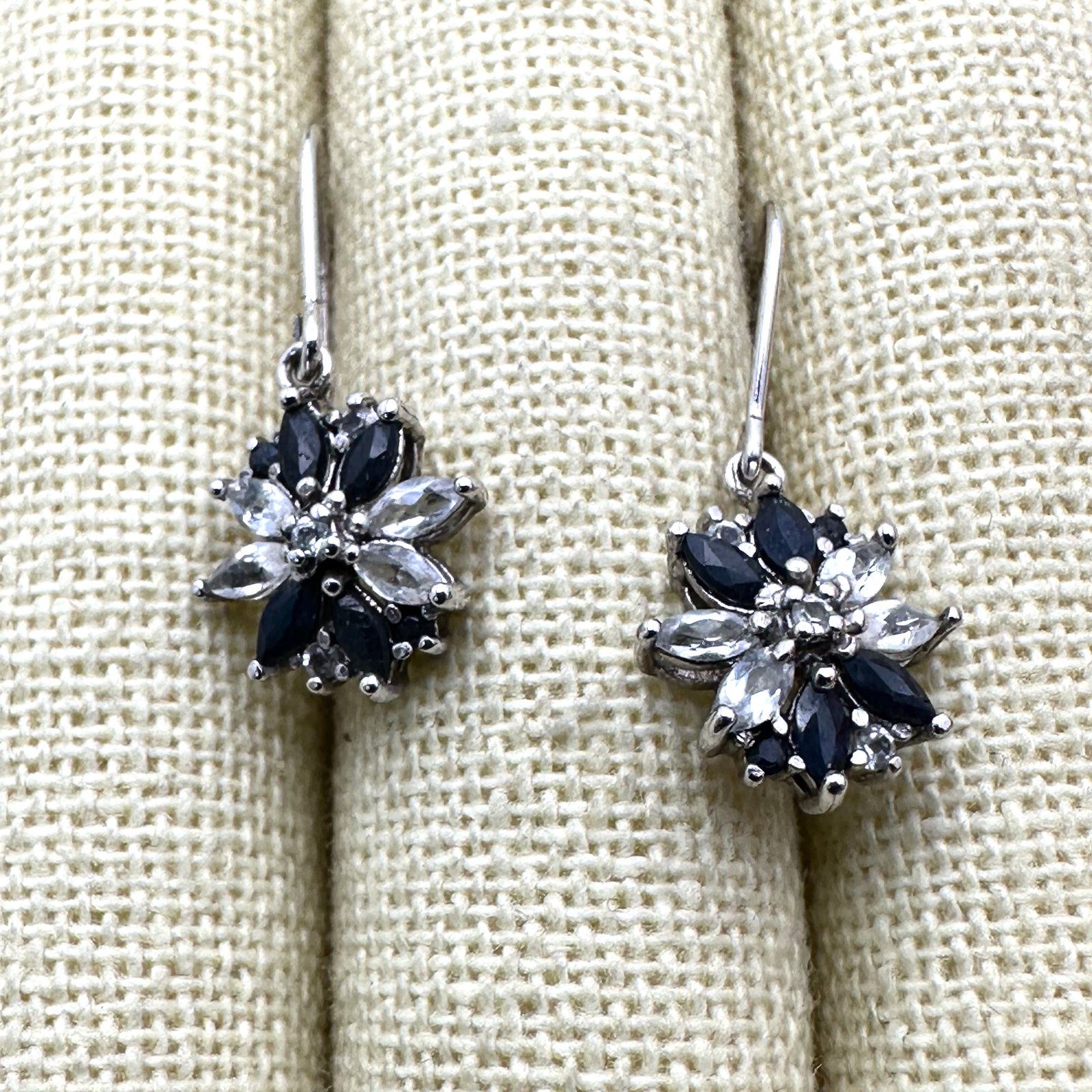 Sterling Silver Sapphire and White Topaz Pierced Earrings (1 of 2)