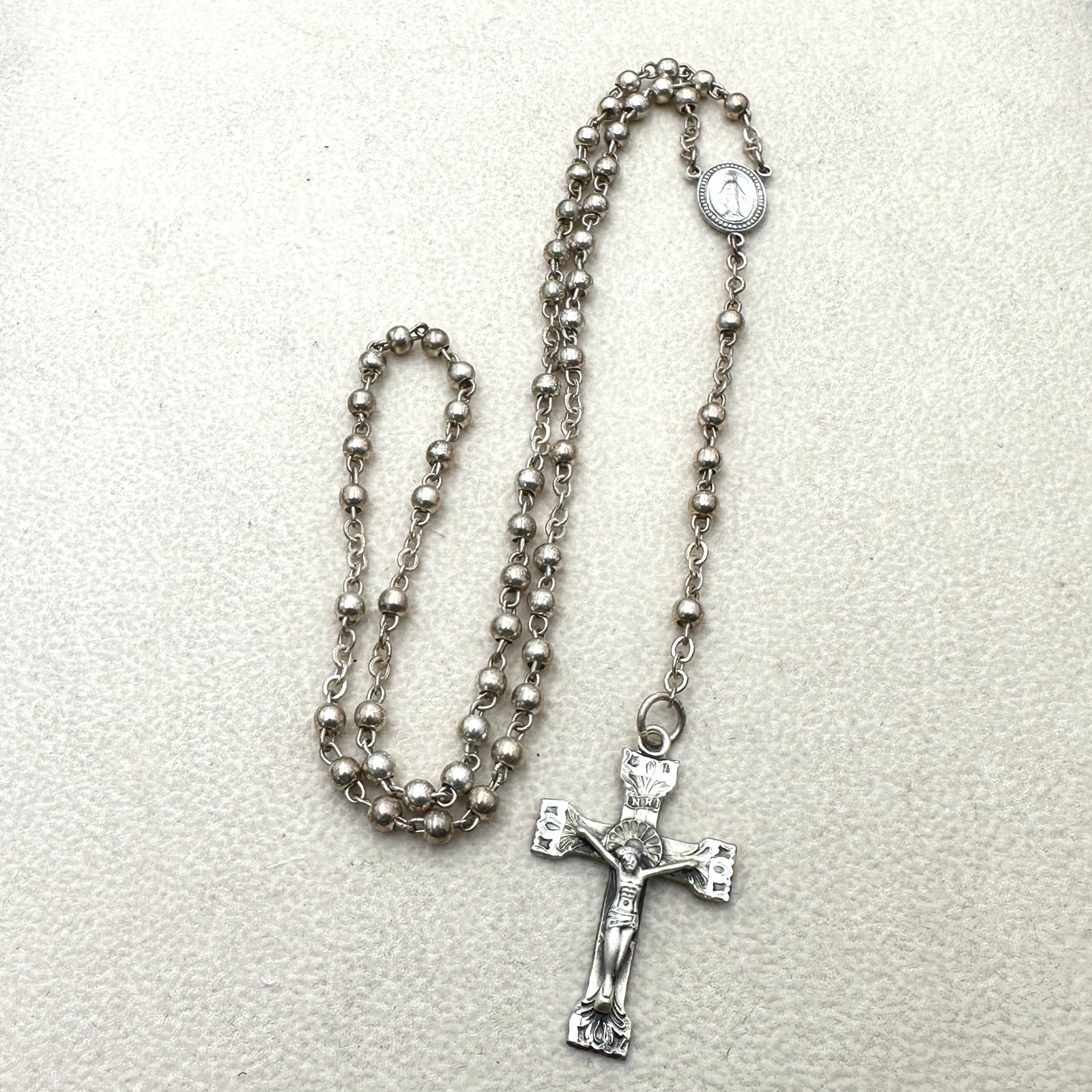 Vintage Sterling Silver Rosary Religious Necklace (1 of 2)