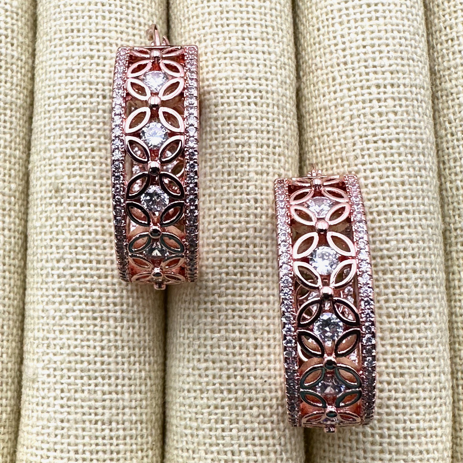 Rose Gold Plated Sterling Silver Inside Outside Hoops 1.25 Inch Pierced Earrings: Rose Gold Plated Sterling Silver Inside Outside Hoops 1.25 Inch Pierced Earrings