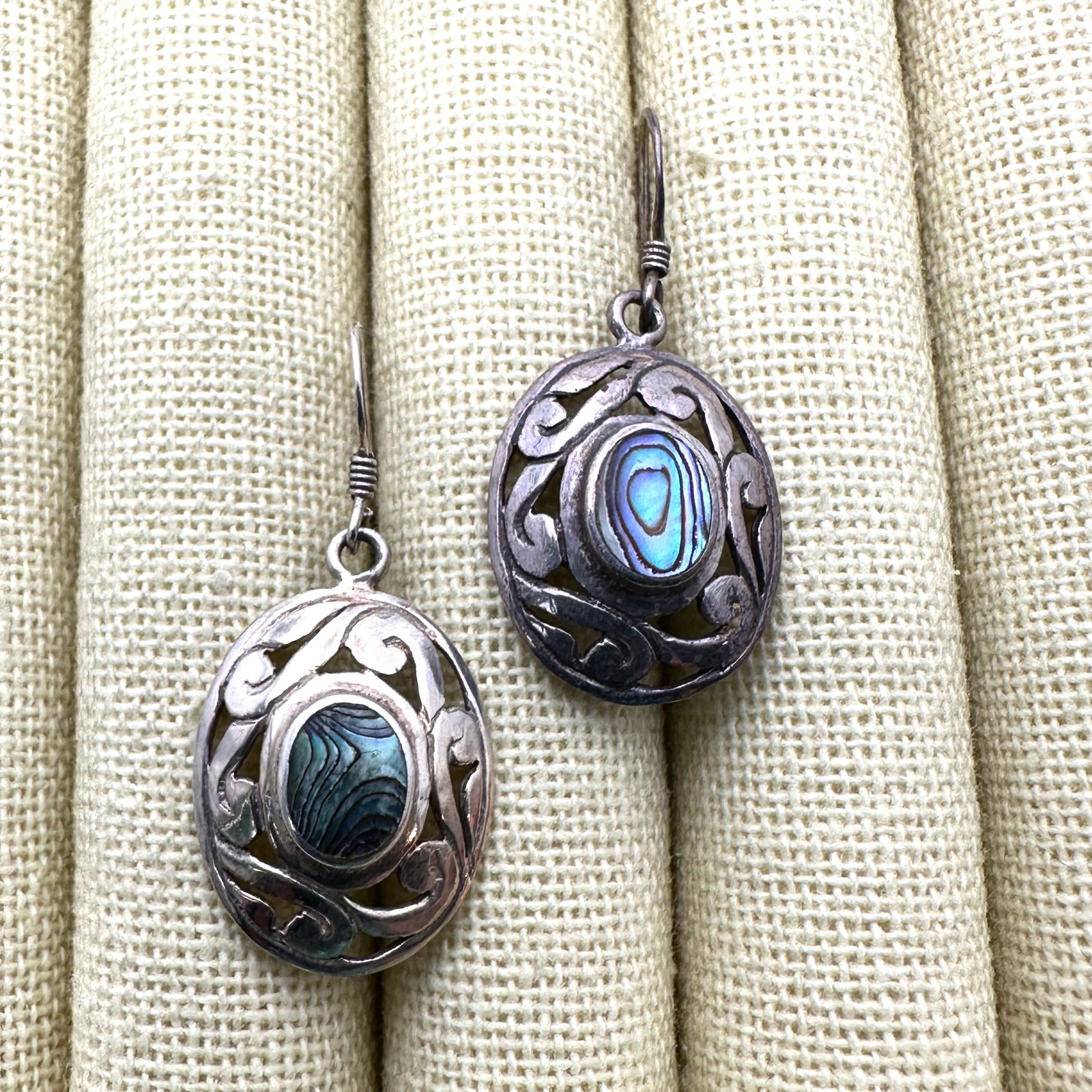 Abalone Sterling Silver Pierced Earrings 1.5 Inch (1 of 2)