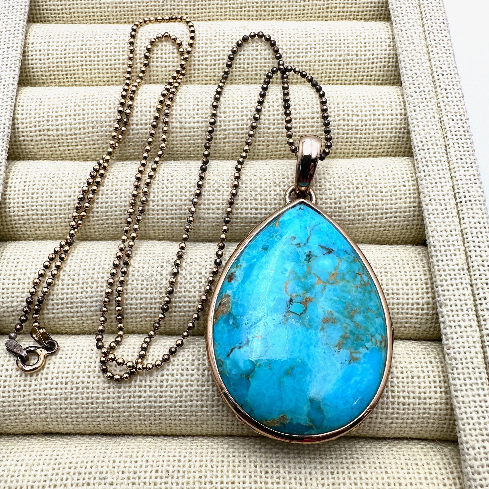 Barse Turquoise Pendant Gold Plated Sterling Silver Chain 22 Inch: Barse Turquoise Pendant Gold Plated Sterling Silver Chain 22 Inch