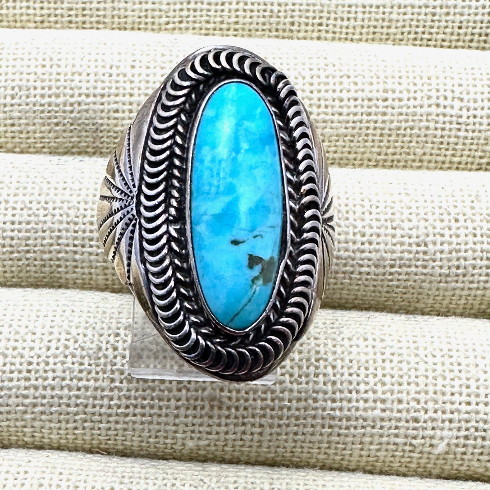 Running Bear American Western Turquoise Sterling Silver Ring Size 9.5 Weight 18 Grams (1 of 3)