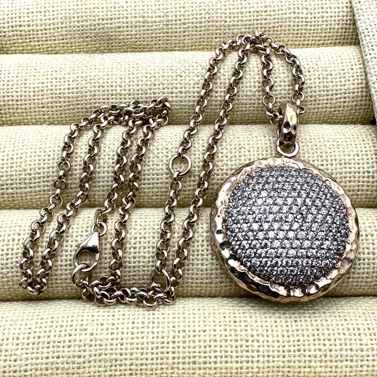 Gold Plated Sterling Silver Cubic Zirconia 1/5 Inch Pendant Necklace 17 Inch Chain Weight 22 Grams: Gold Plated Sterling Silver Cubic Zirconia 1/5 Inch Pendant Necklace 17 Inch Chain Weight 22 Grams