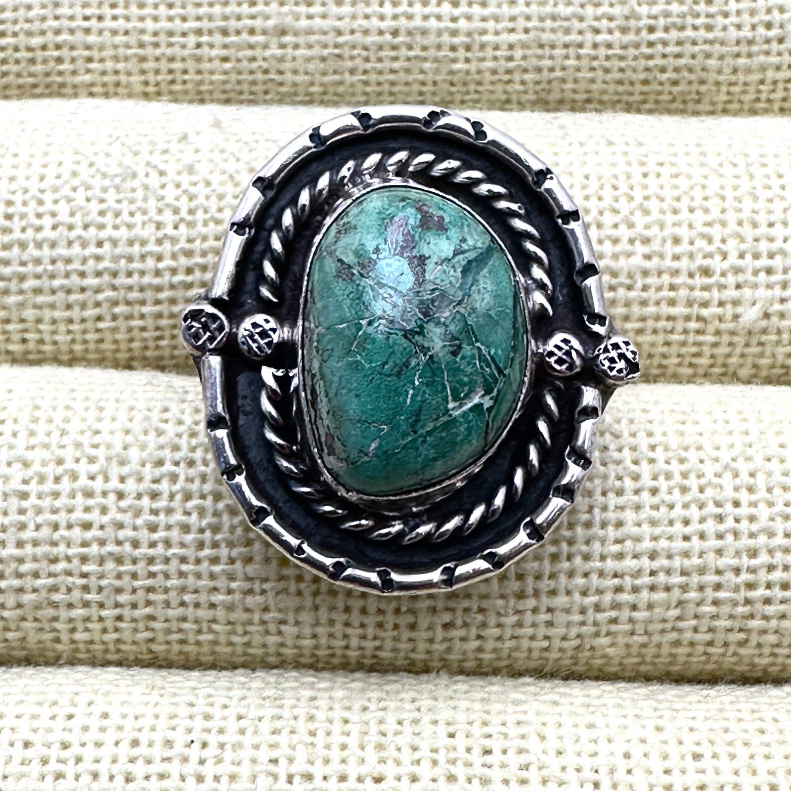 Mexico Turquoise Sterling Silver Ring Size 6 (1 of 2)