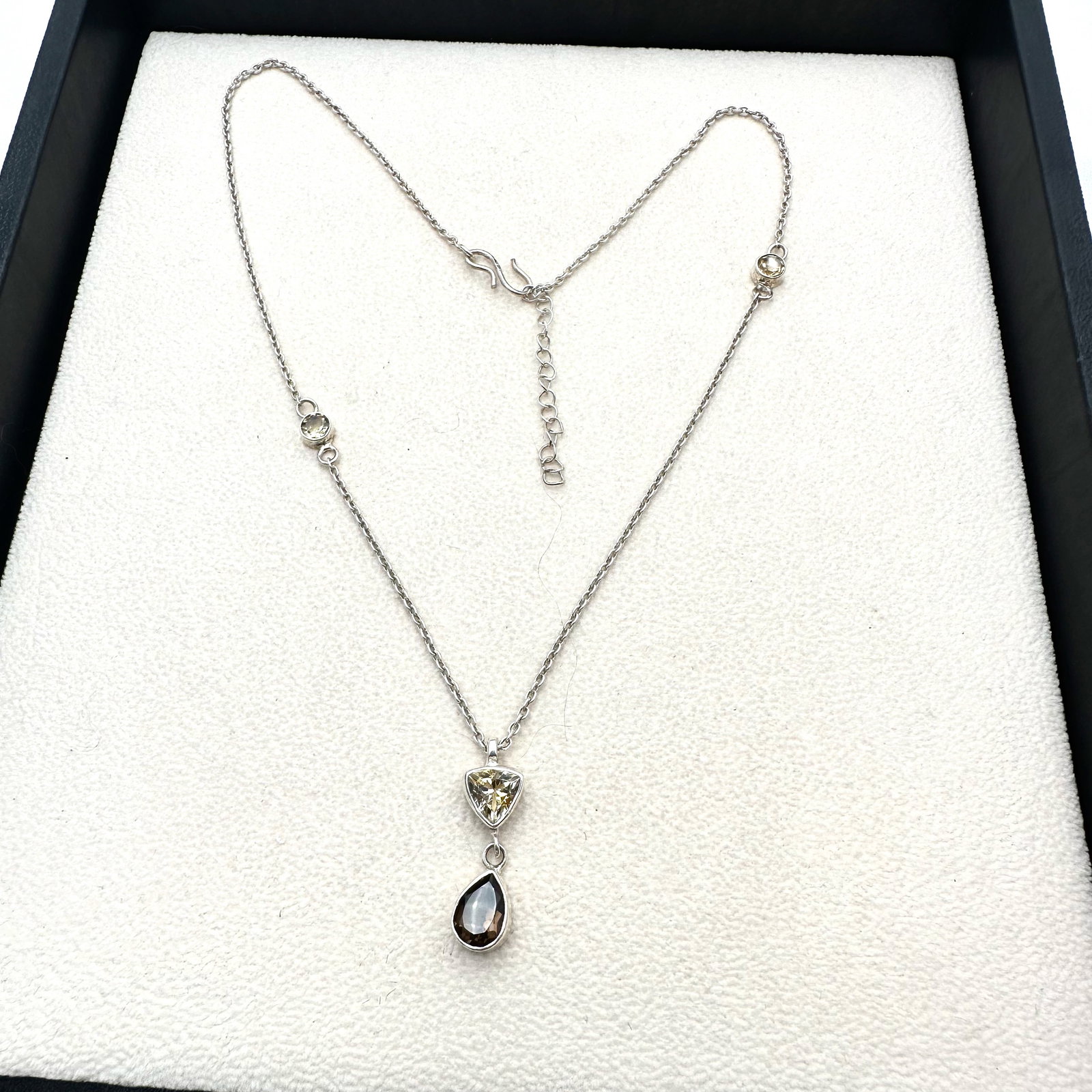 Garnet and Citrine Sterling Silver Necklace 18 Inch Chain: Garnet and Citrine Sterling Silver Necklace 18 Inch Chain
