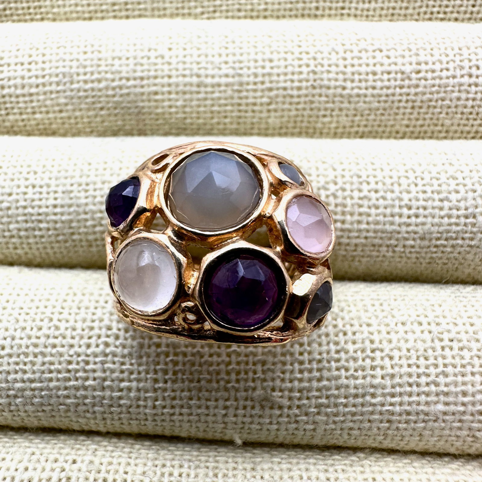 Isreal Multi Gemstone Gold Plated Sterling Silver Ring Size 8 (1 of 2)