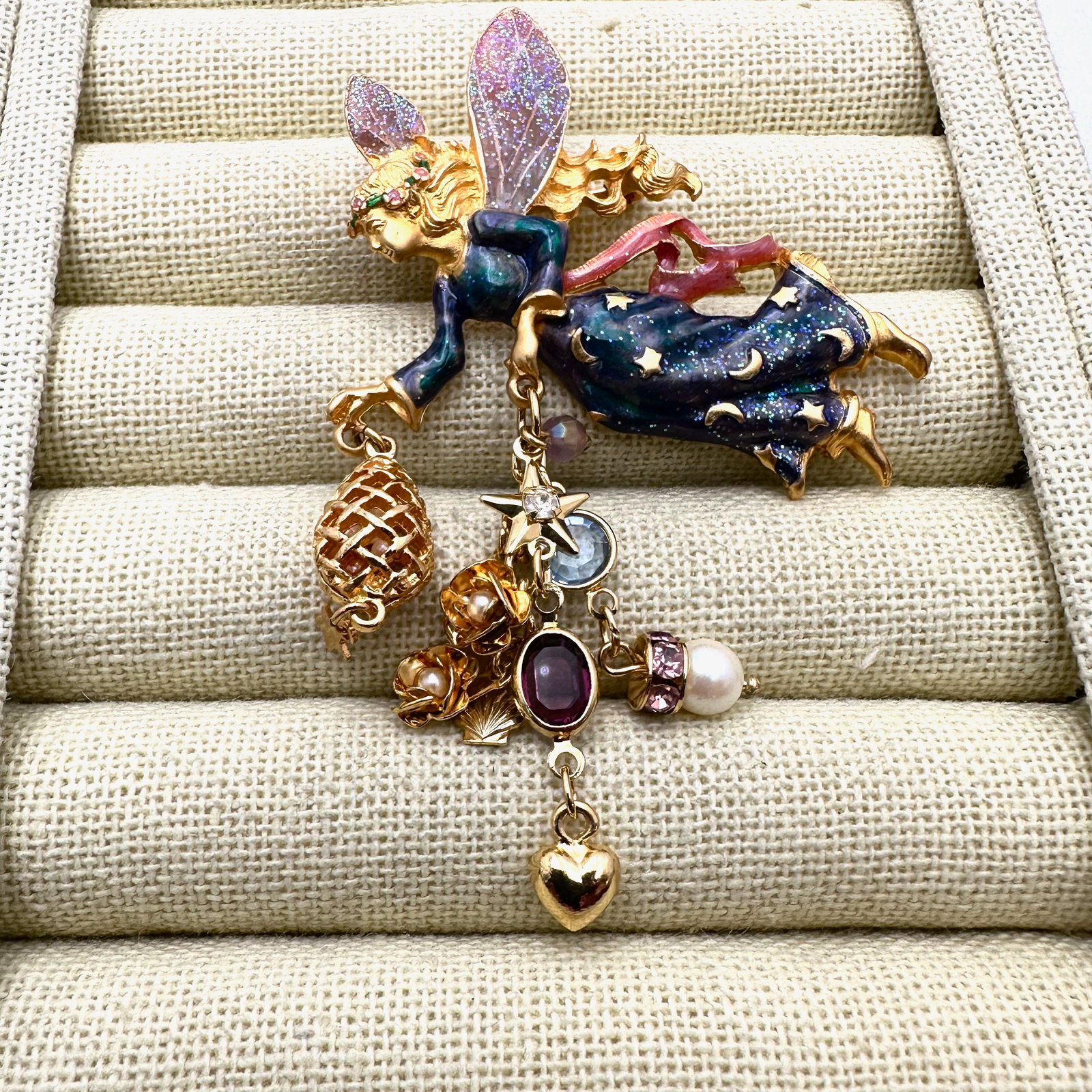 Kirks Folly Crystal Fairy Gold Tone Brooch Pin with Star Charms 3 Inch: Kirks Folly Crystal Fairy Gold Tone Brooch Pin with Star Charms 3 Inch