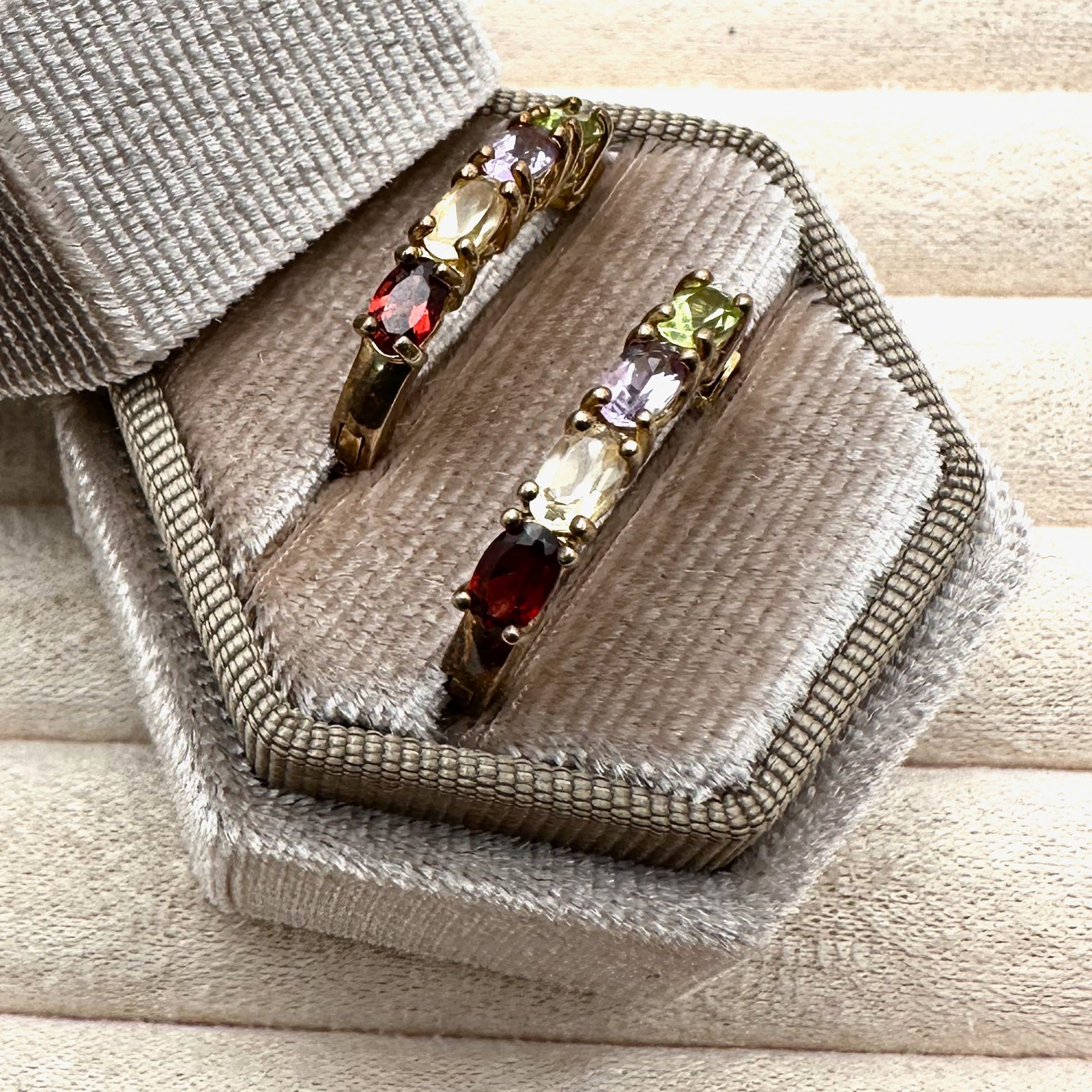 Multi Gemstone Gold Plated Sterling Silver Oval 1 Inch Pierced Hoop Earrings Box Included: Multi Gemstone Gold Plated Sterling Silver Oval 1 Inch Pierced Hoop Earrings Box Included