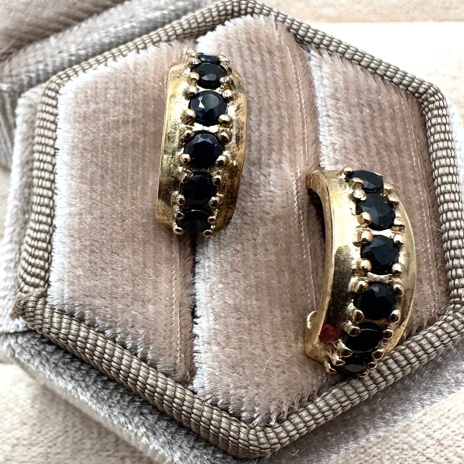 Blue Sapphire Gold Plated Sterling Silver 1/2 Inch Hoop Pierced Earrings Box Included: Blue Sapphire Gold Plated Sterling Silver 1/2 Inch Hoop Pierced Earrings Box Included