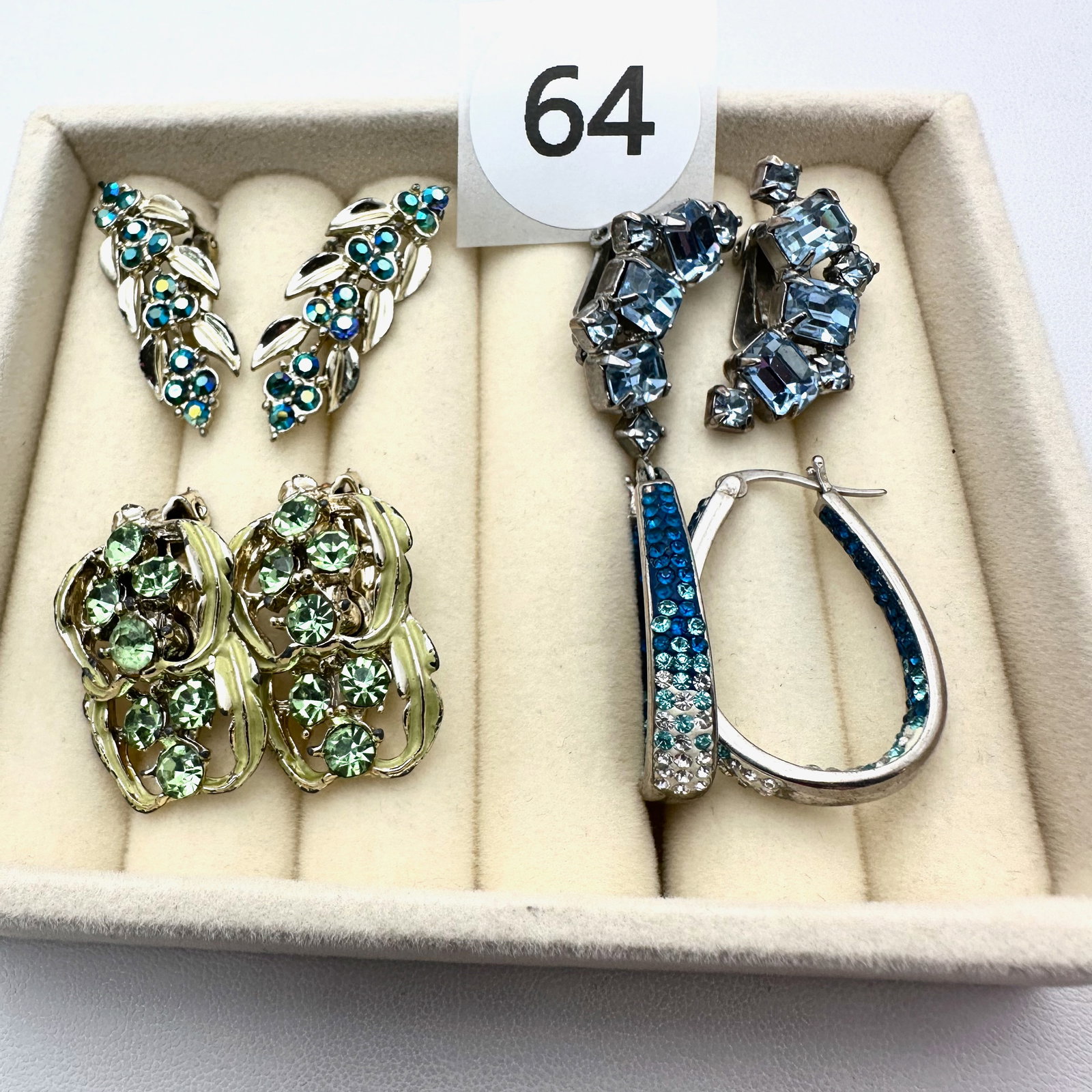 Vintage Lot of Rhinestone and Crystal Earrings Pierced and Clip One Signed Coro (1 of 2)